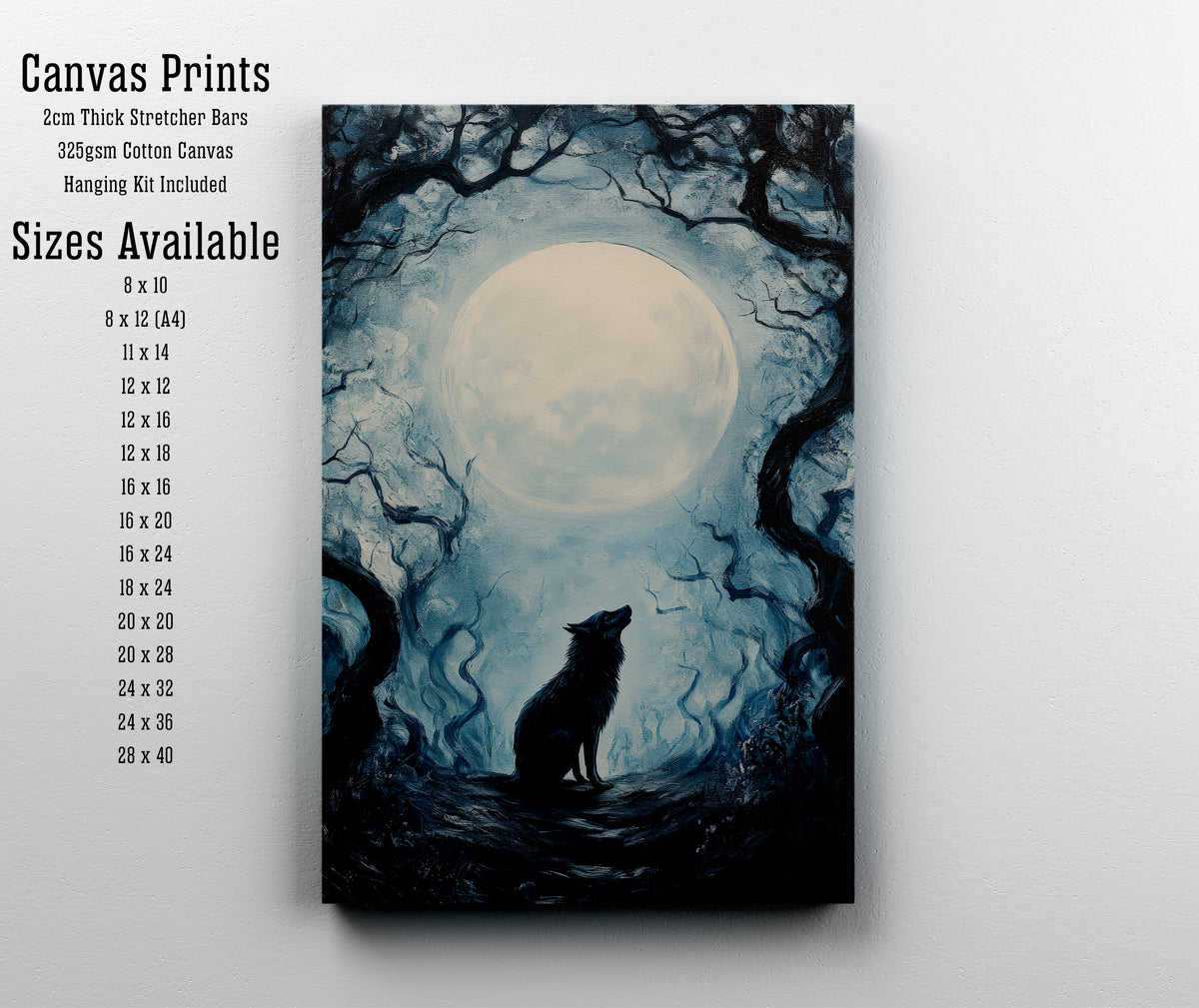 Moonlit Wolf Forest Art Print