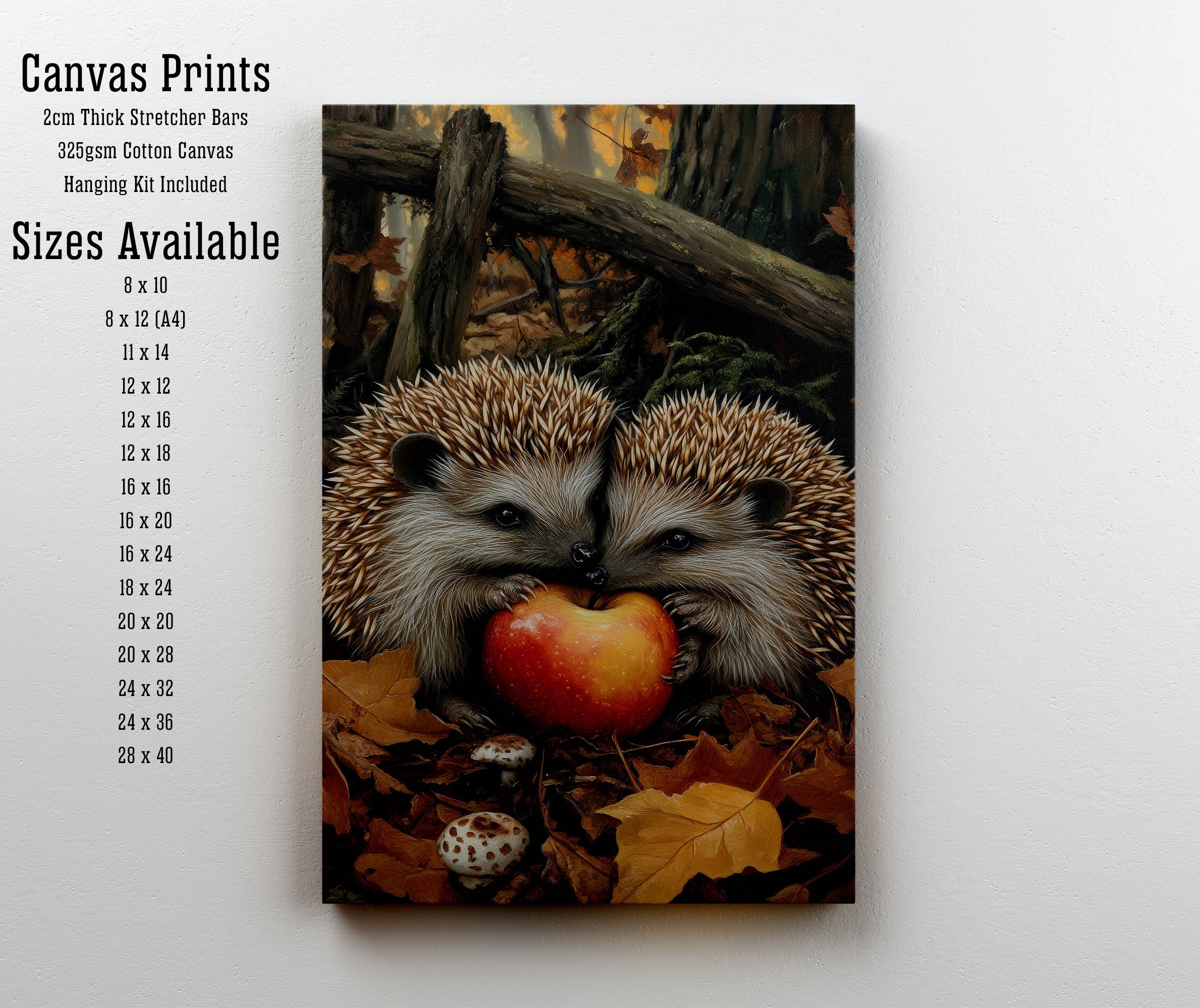 Hedgehog Apple Woodland Art Print