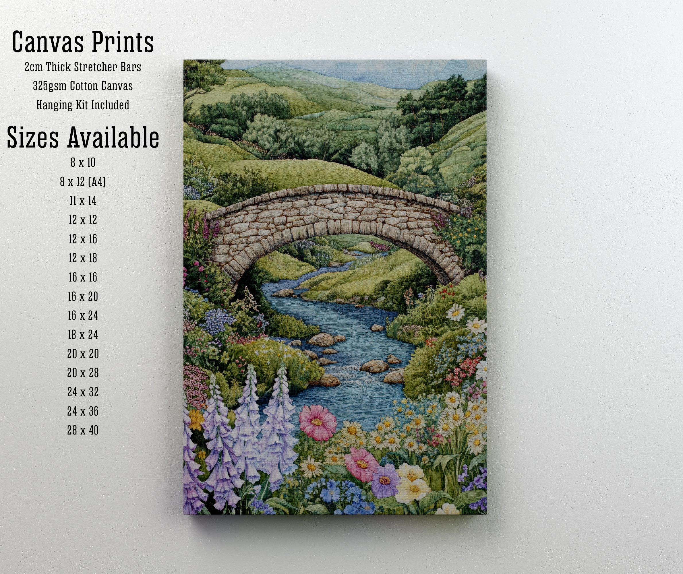 Wildflower Stone Bridge Art Print