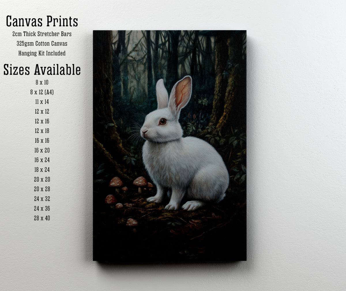 White Rabbit Woodland Art Print