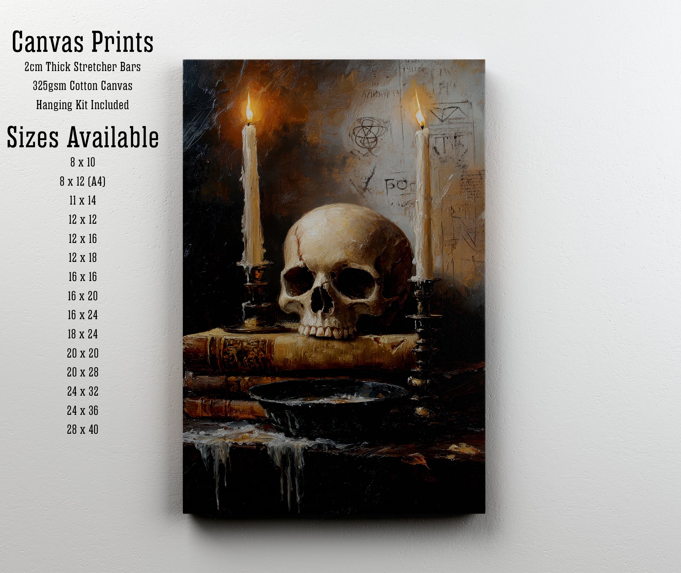 Gothic Skull Candle Still Life Art Print