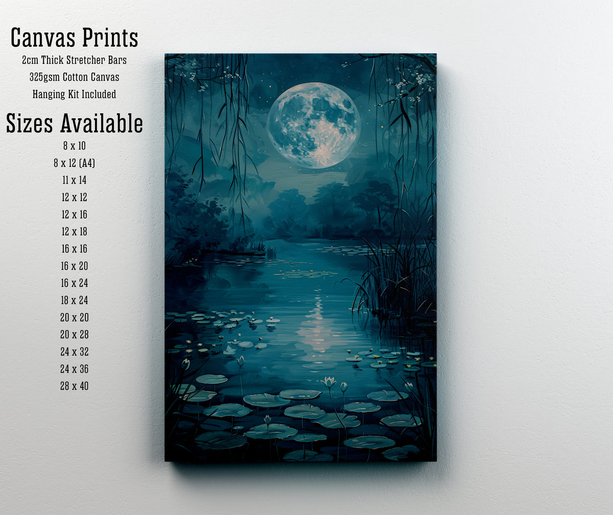 Moonlit Water Lily Pond Art Print
