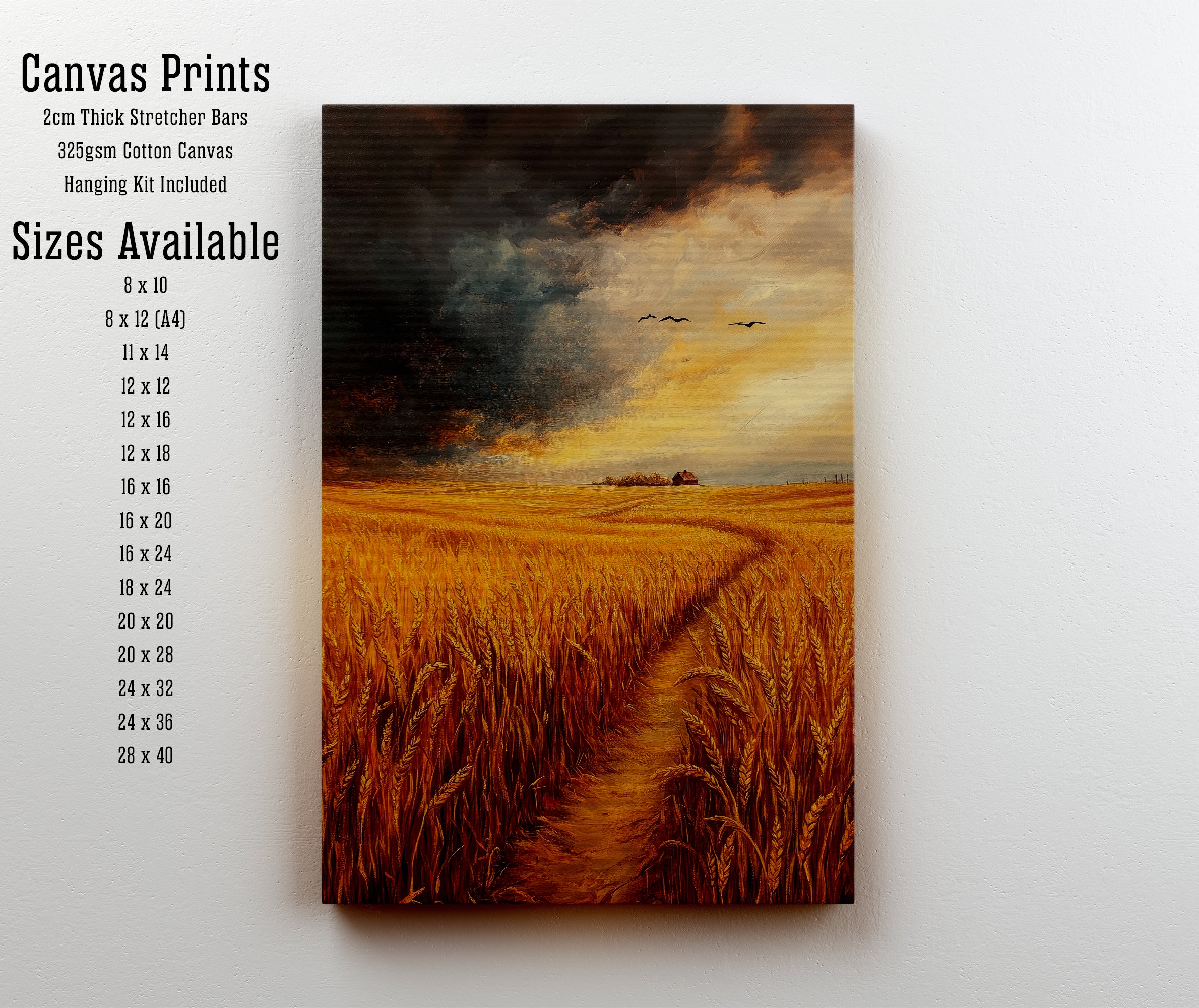 Golden Wheat Field Landscape Art Print