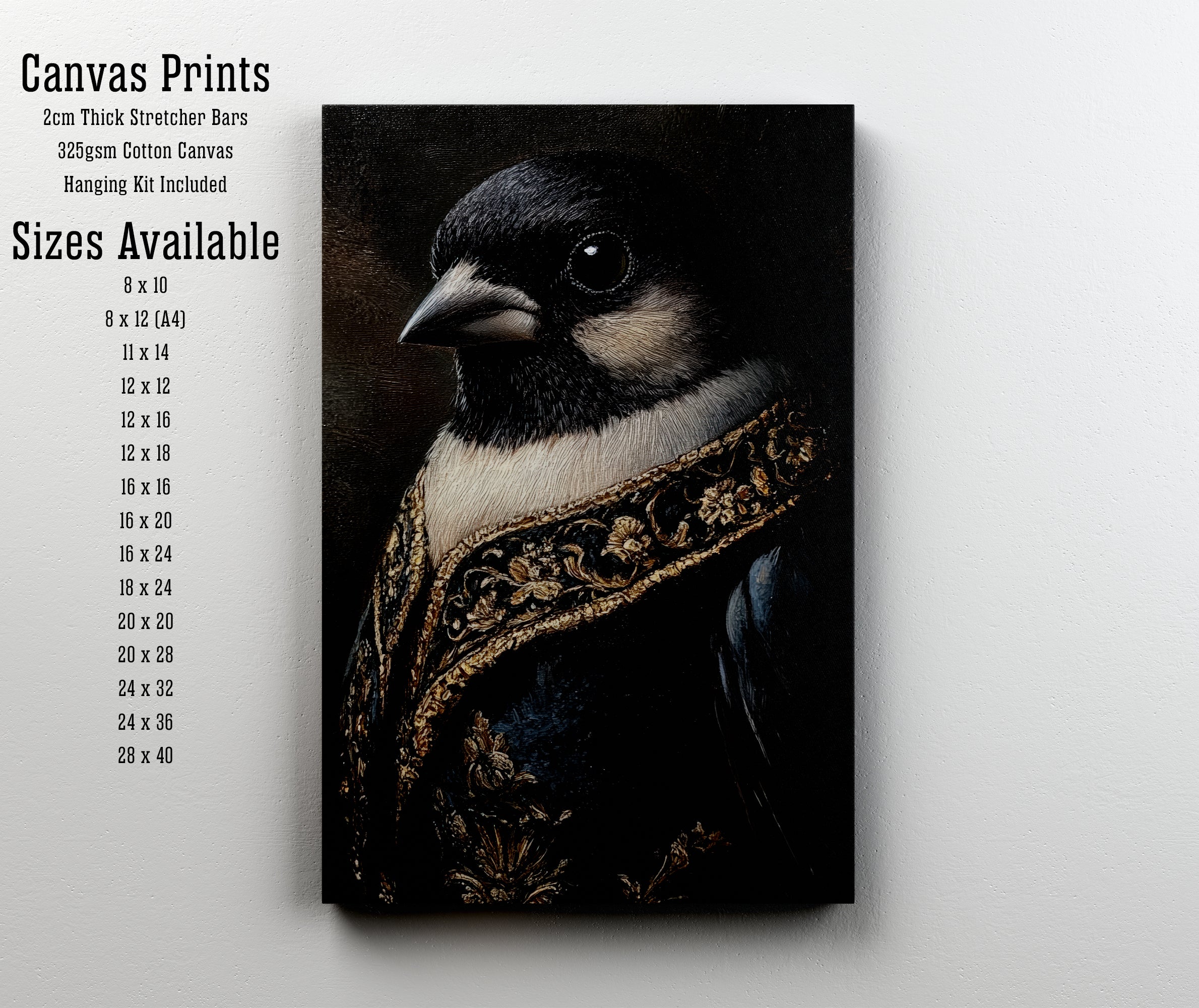 Gothic Magpie Portrait Art Print