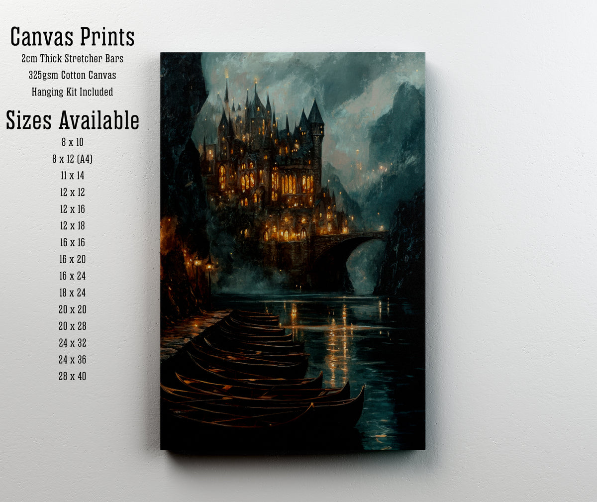 Gothic Castle Lake Art Print