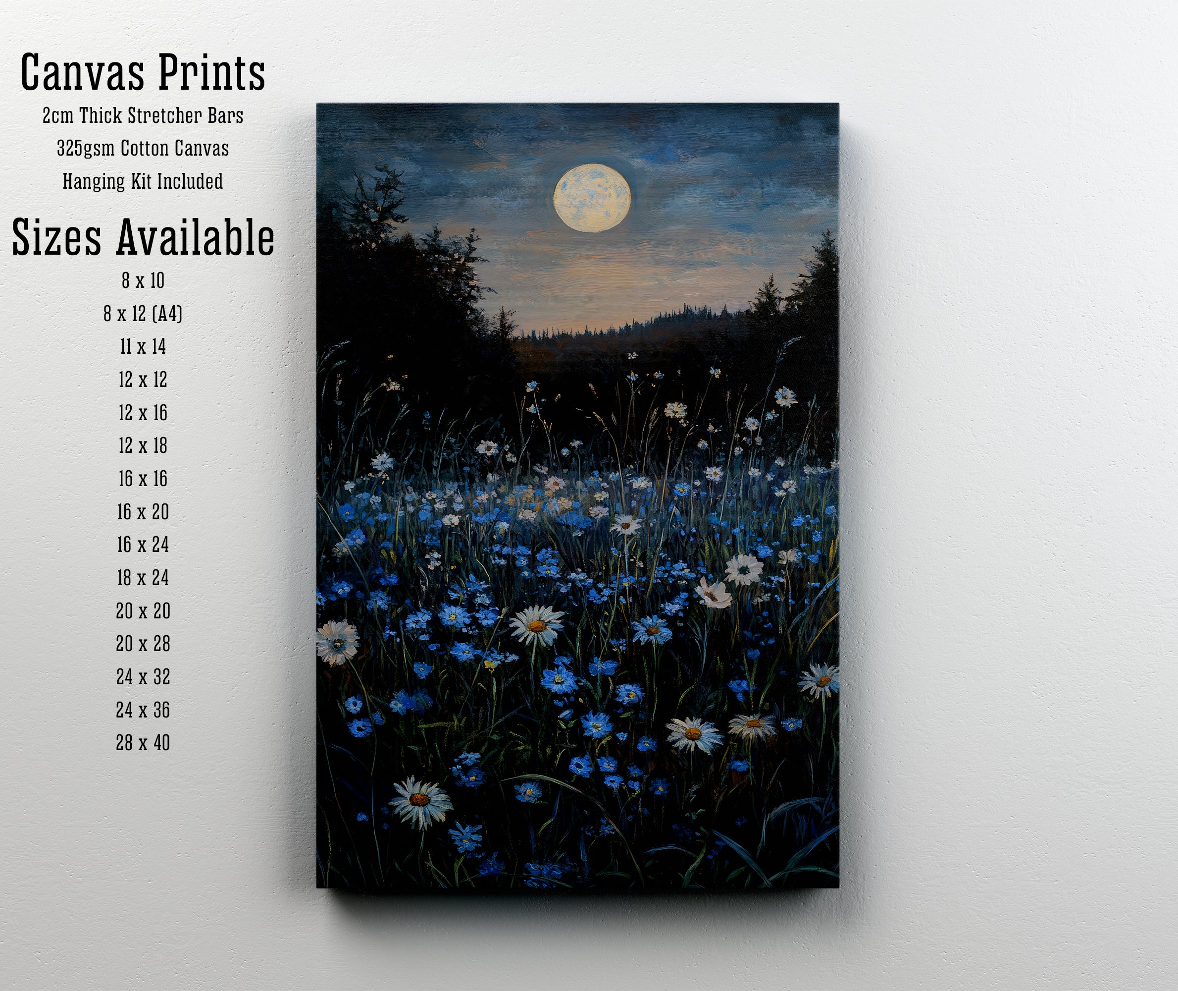 Moonlit Wildflower Meadow Art Print