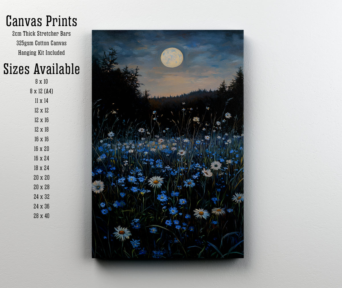Moonlit Wildflower Meadow Art Print