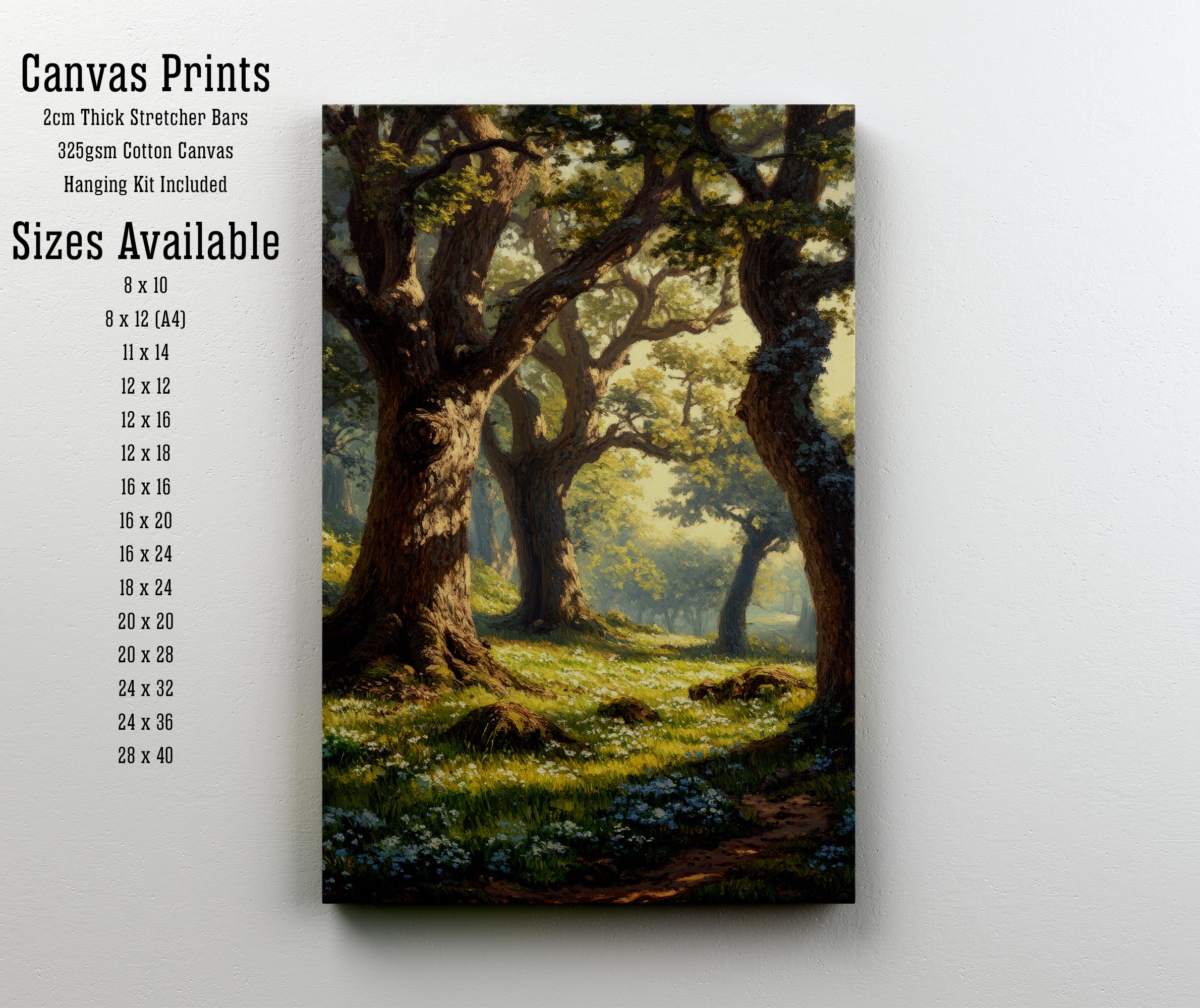 Sunlit Woodland Path Art Print