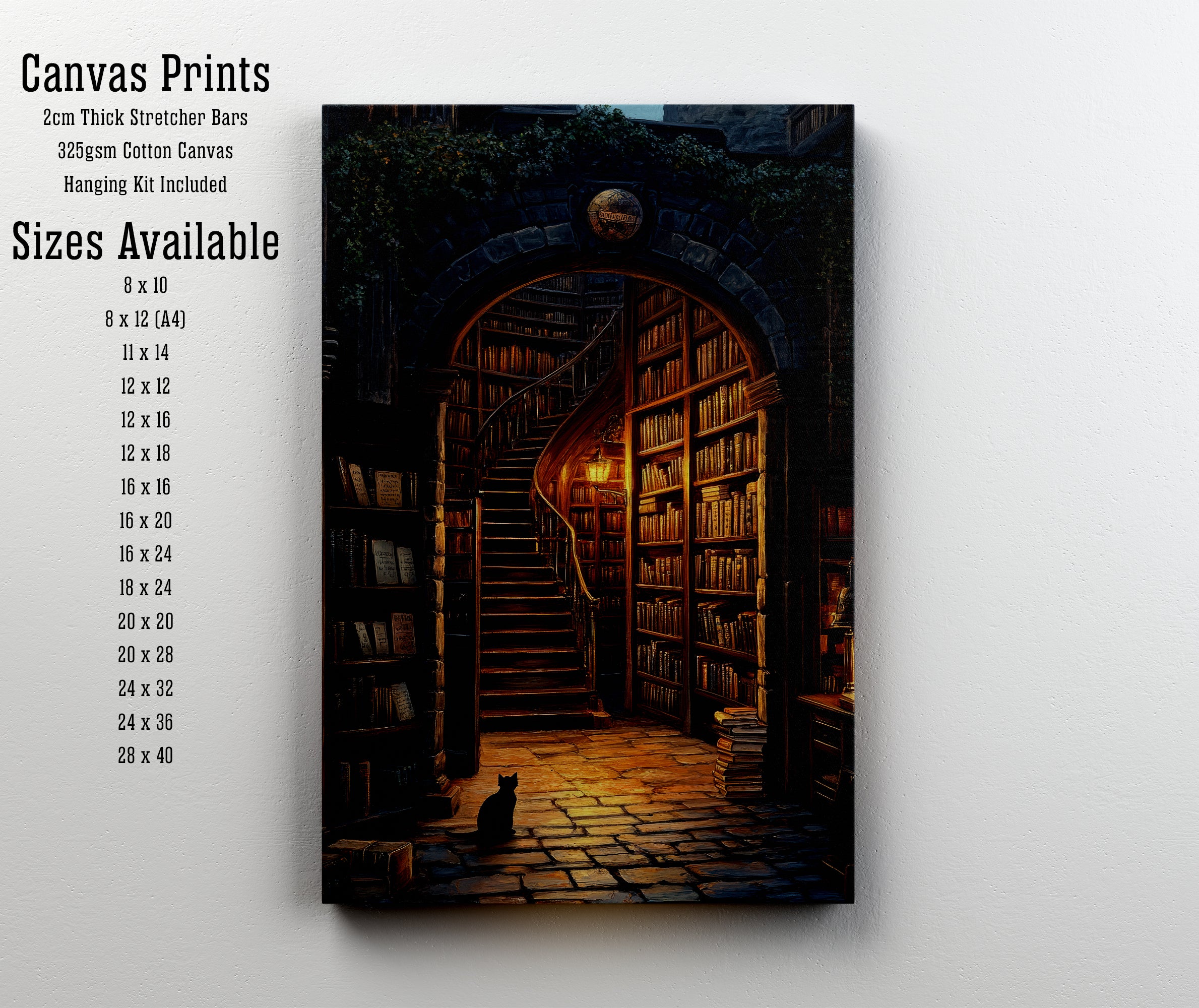 Enchanted Library Cat Art Print