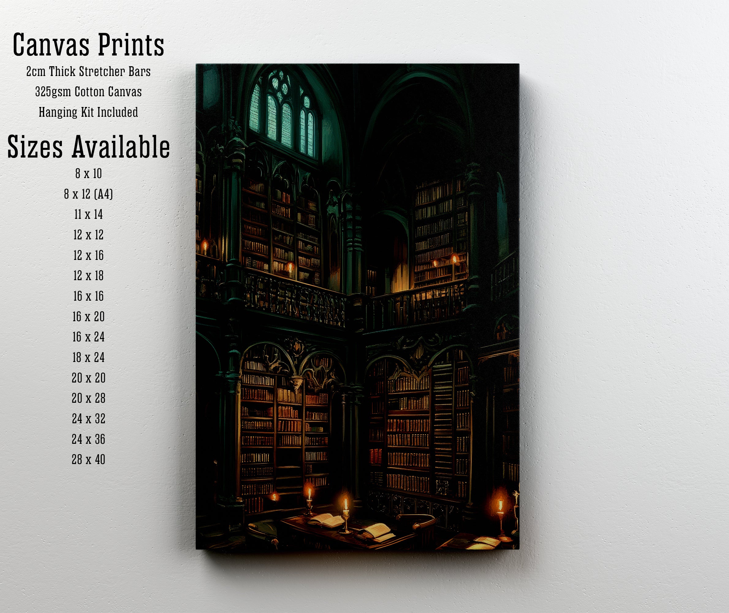 Gothic Library Dark Academia Art Print