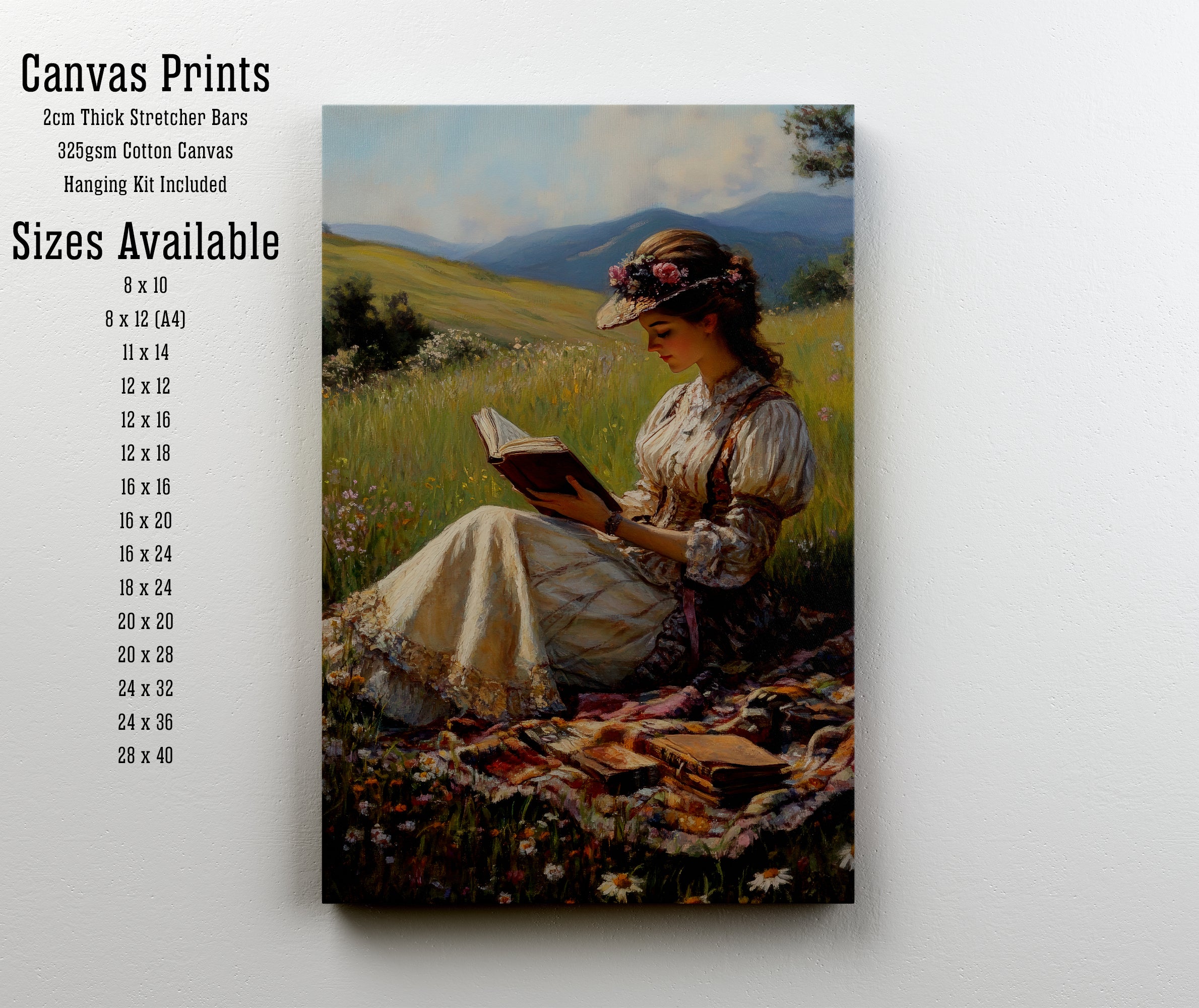 Romantic Woman Reading Art Print