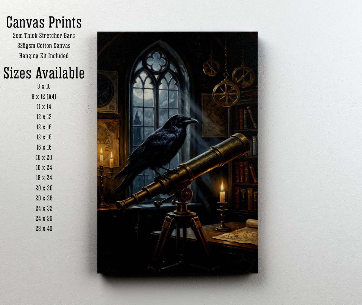 Raven Telescope Dark Academia Art Print