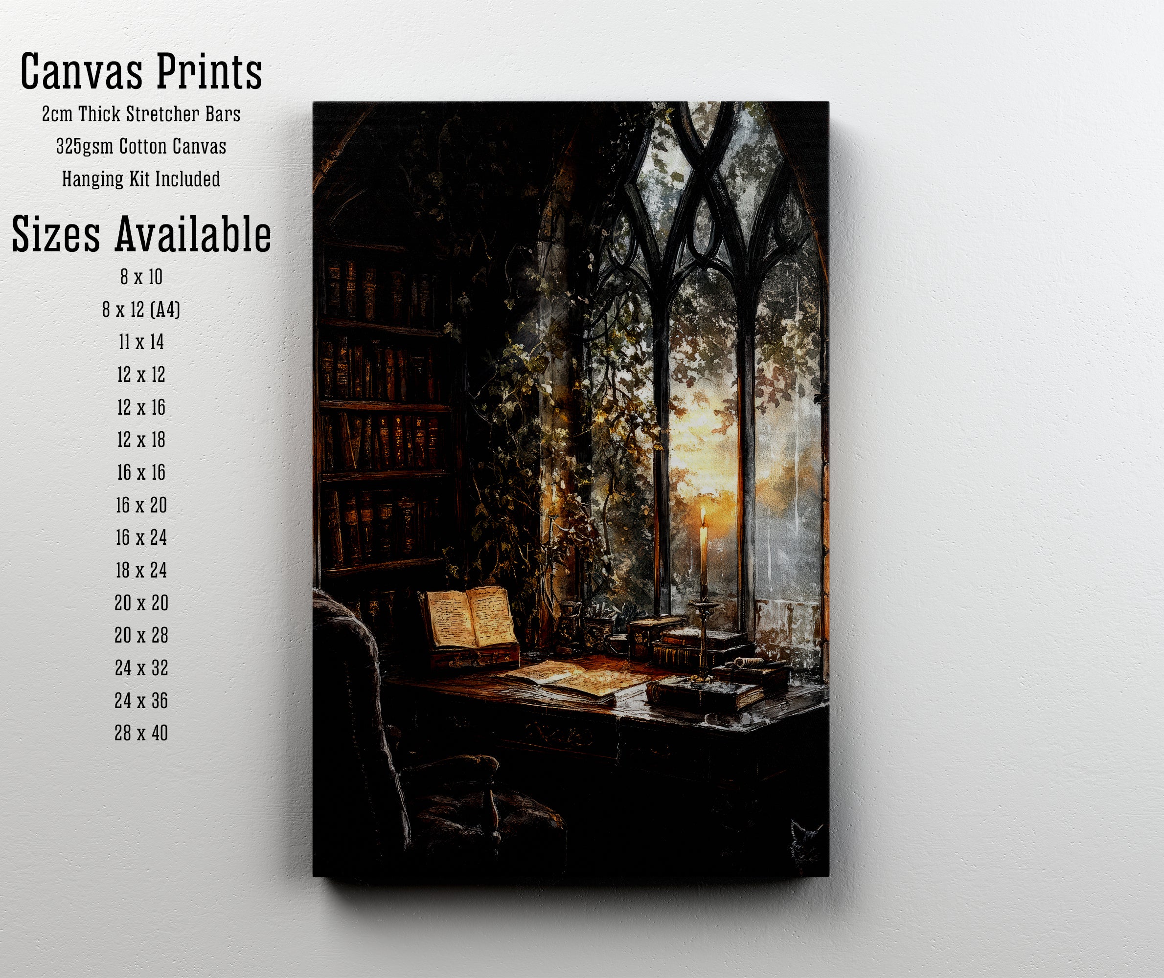 Gothic Library Study Art Print