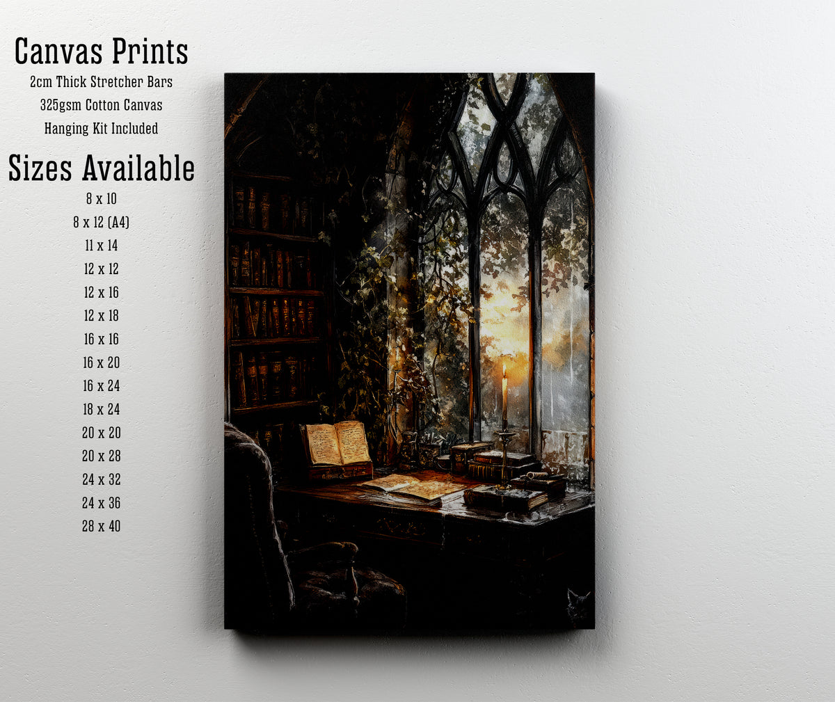 Gothic Library Study Art Print