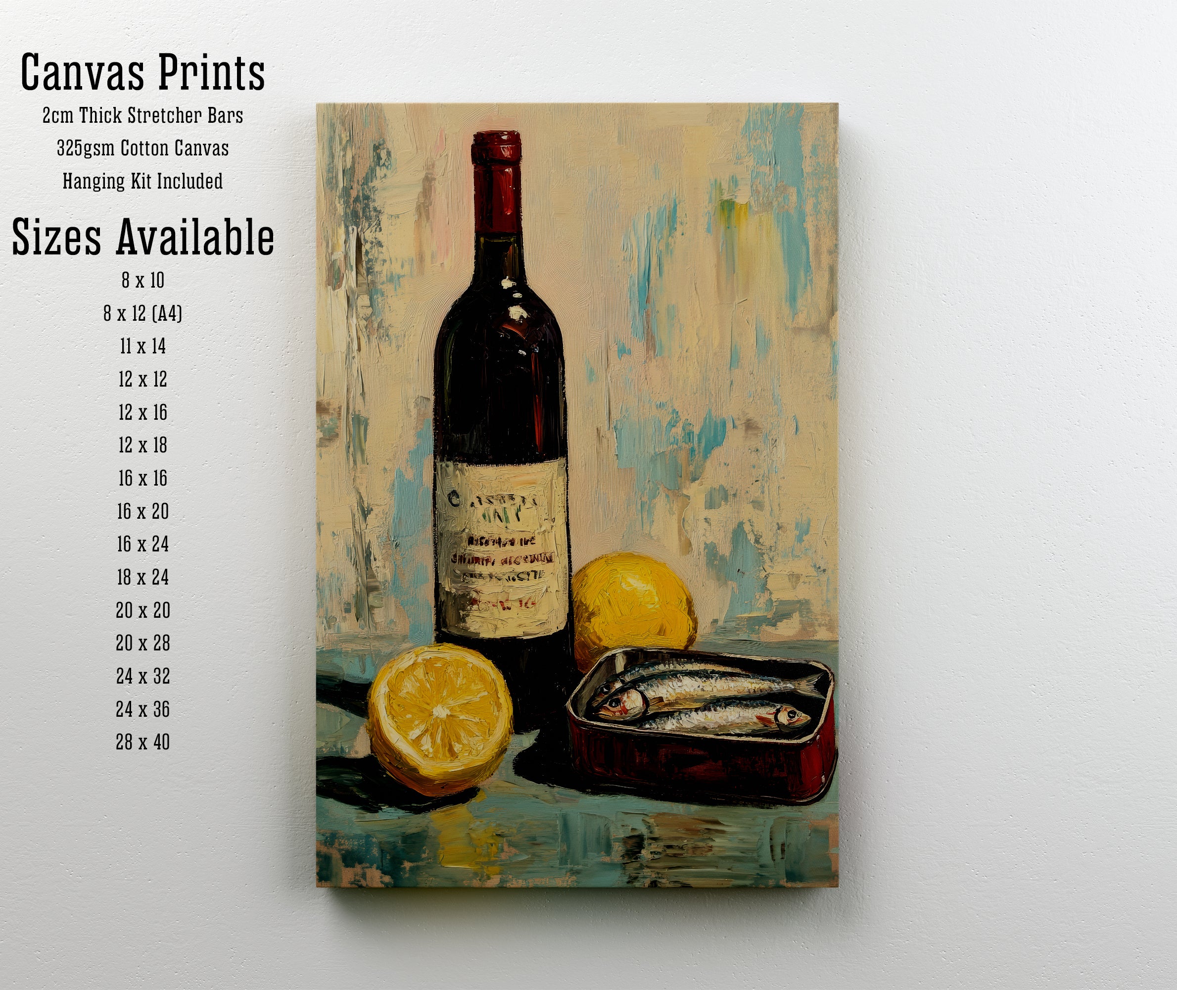 Wine Bottle and Sardines Art Print