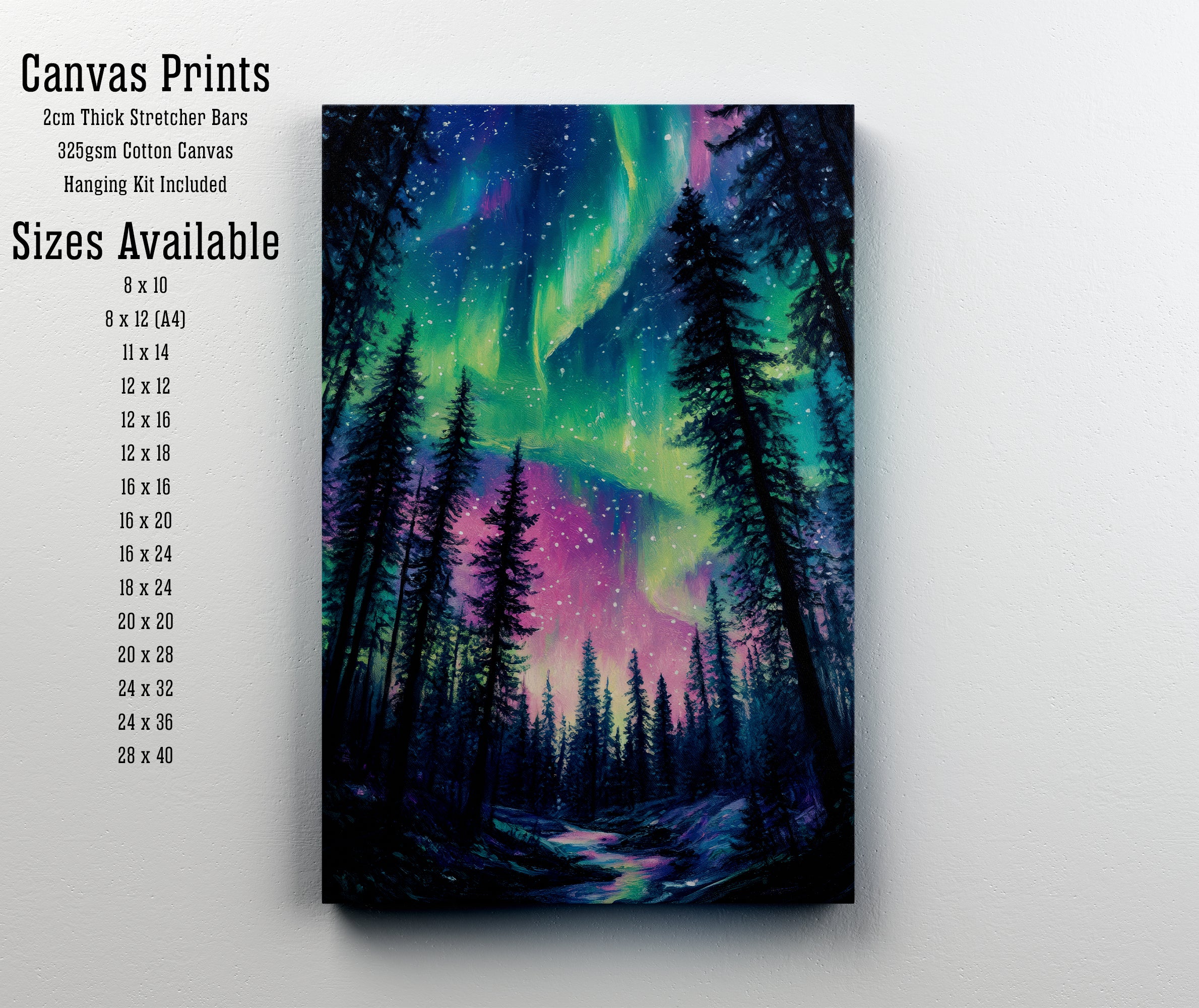Aurora Borealis Forest Art Print