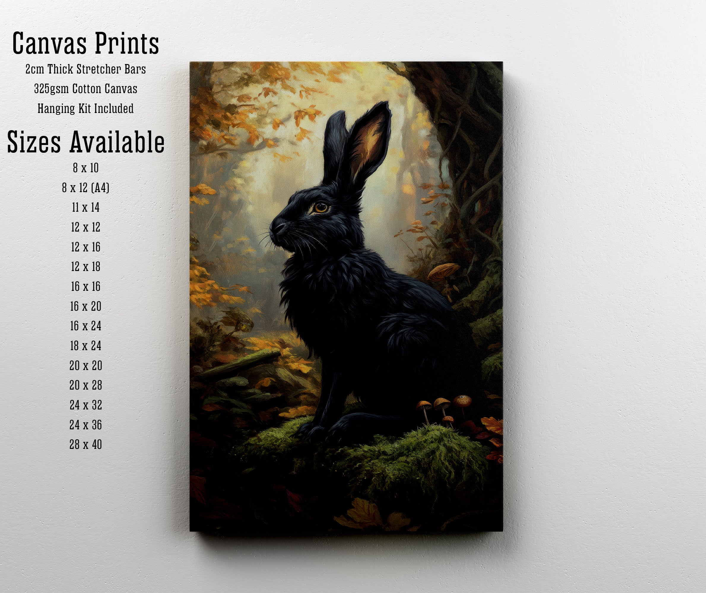 Black Rabbit Woodland Art Print