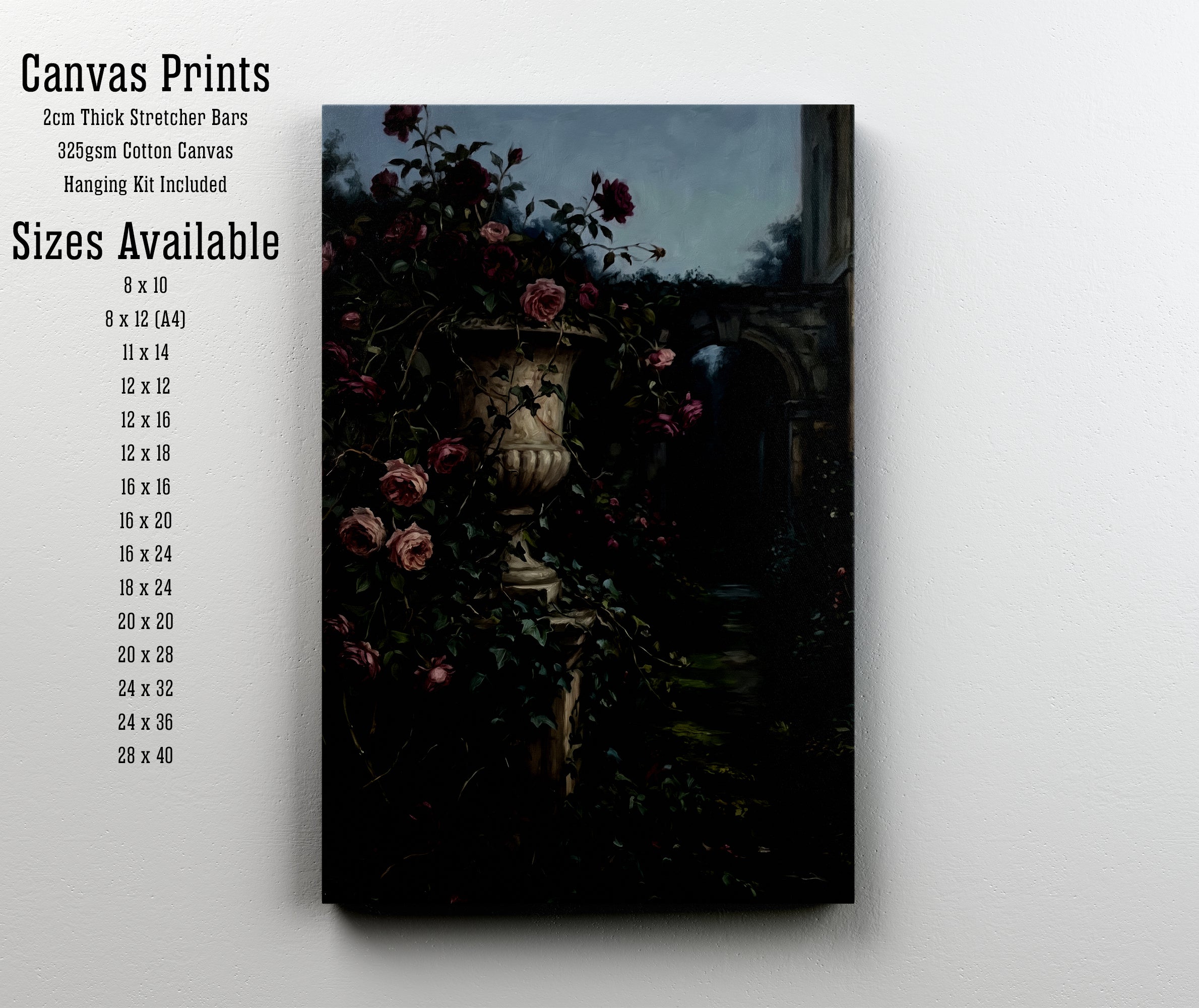 Dark Romantic Rose Garden Art Print