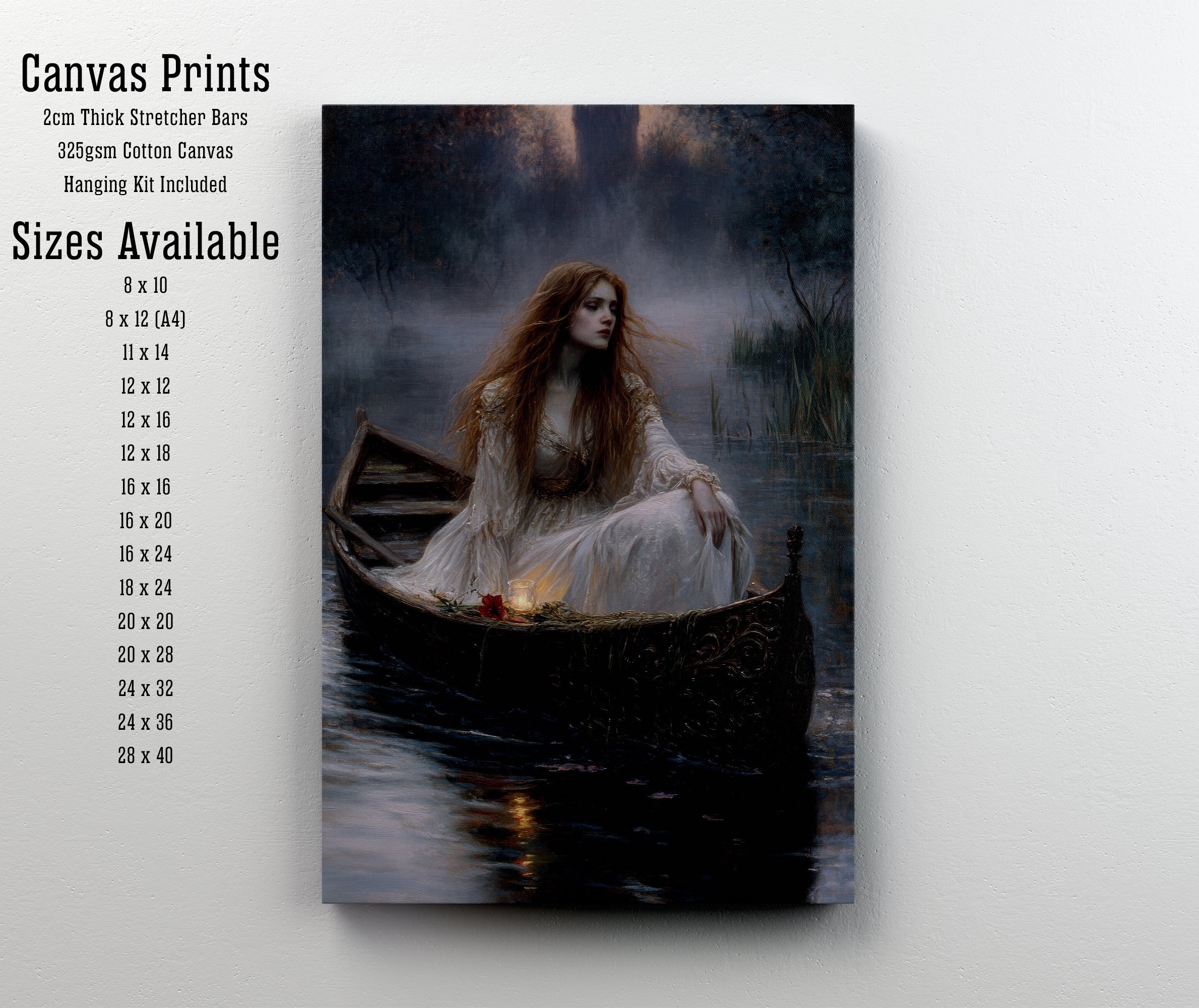 Romantic Woman in Boat Art Print