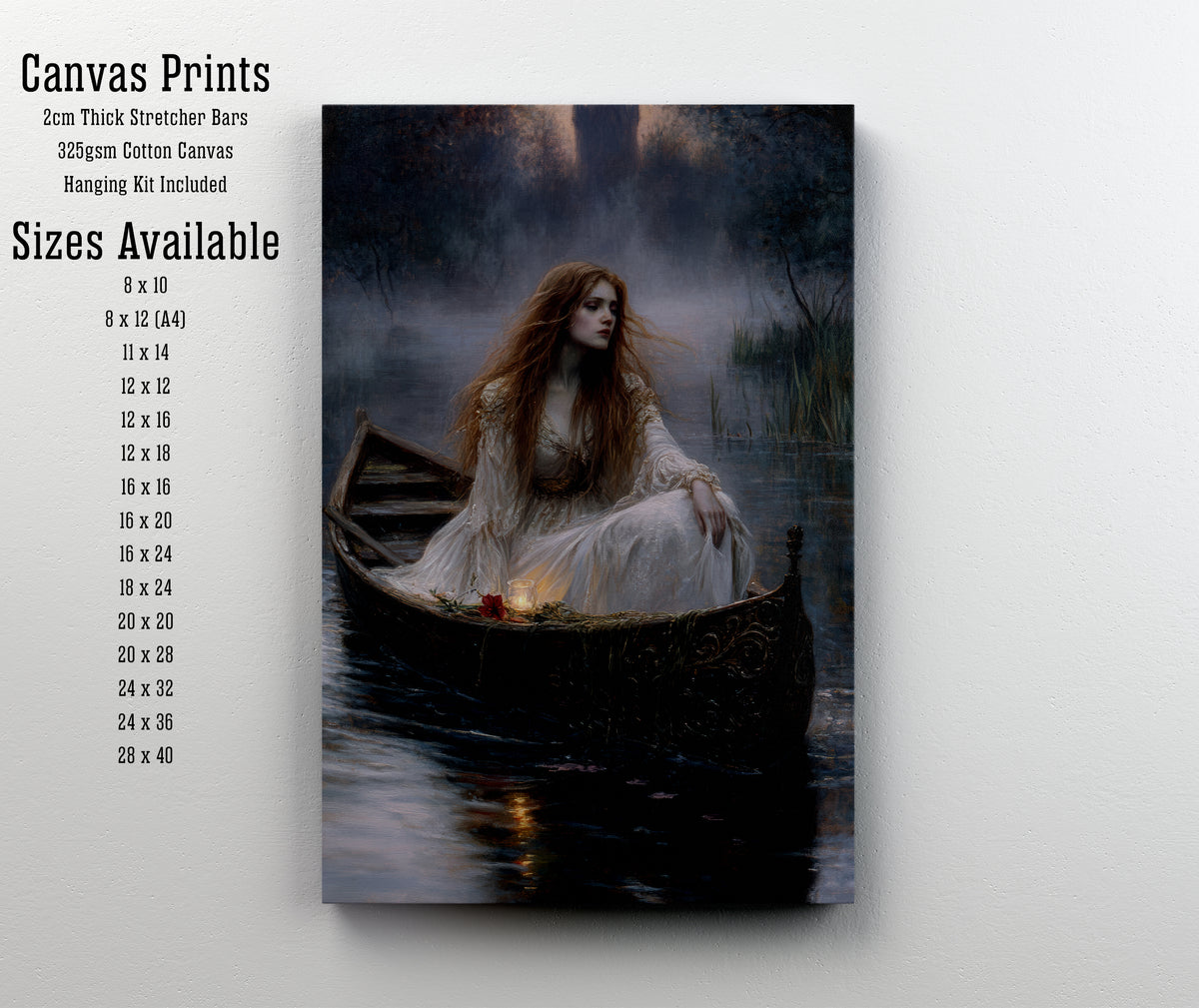Romantic Woman in Boat Art Print