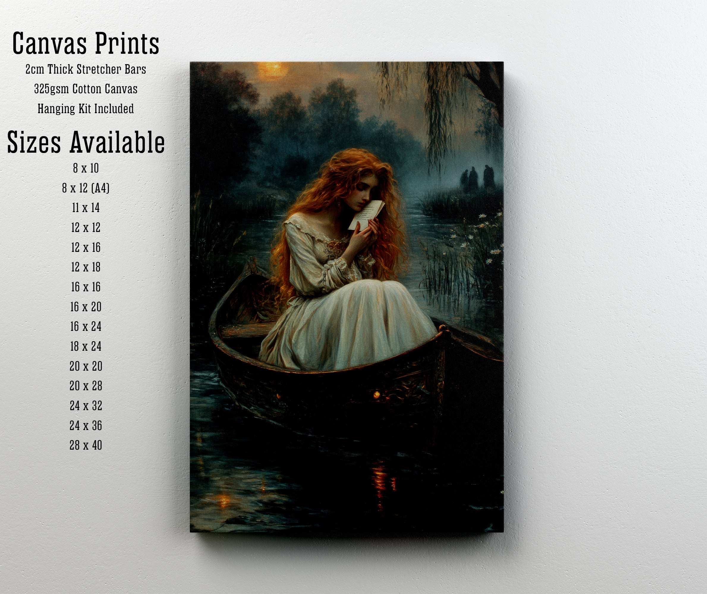 Moonlit Woman in Boat Art Print