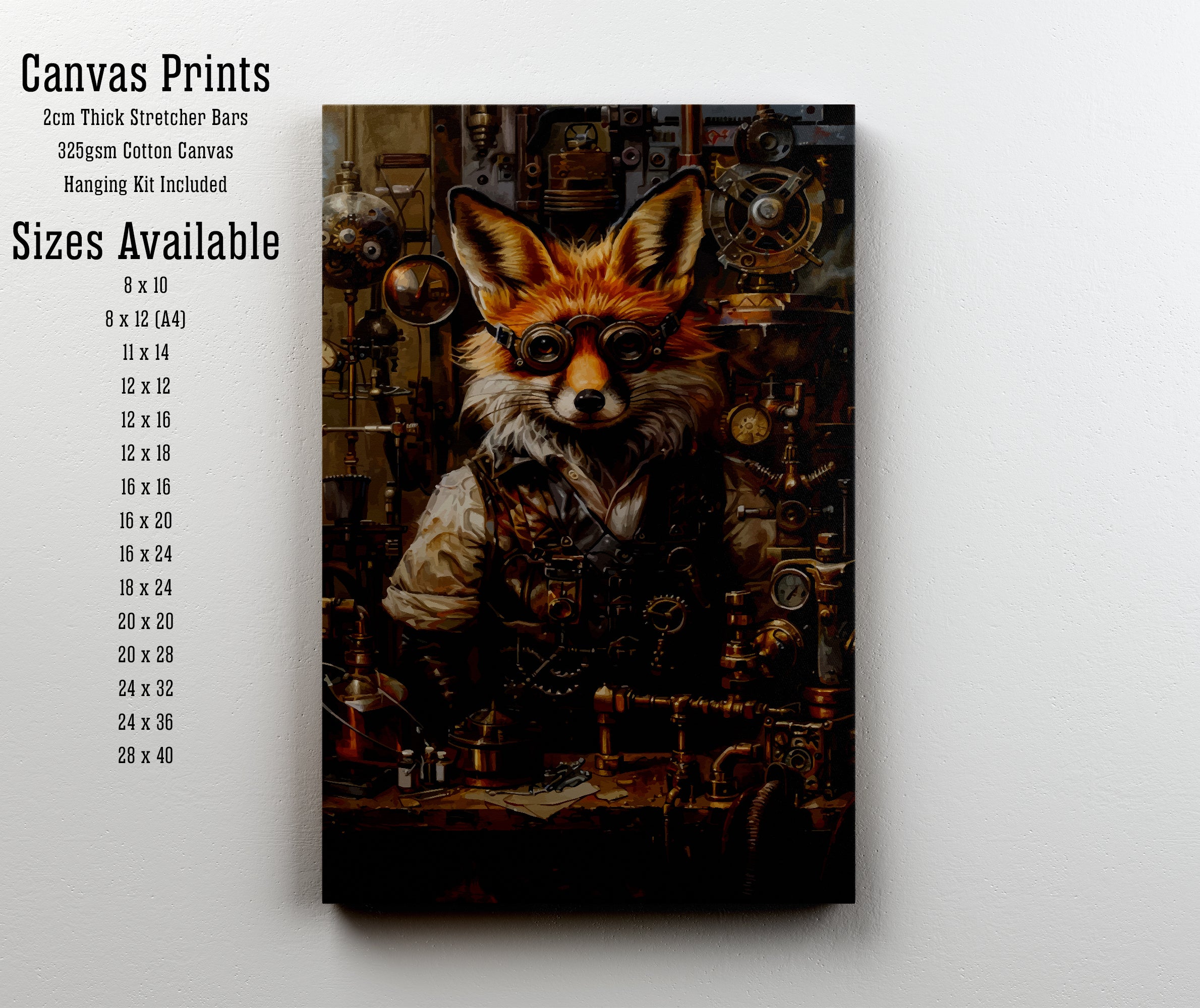 Steampunk Fox Inventor Art Print
