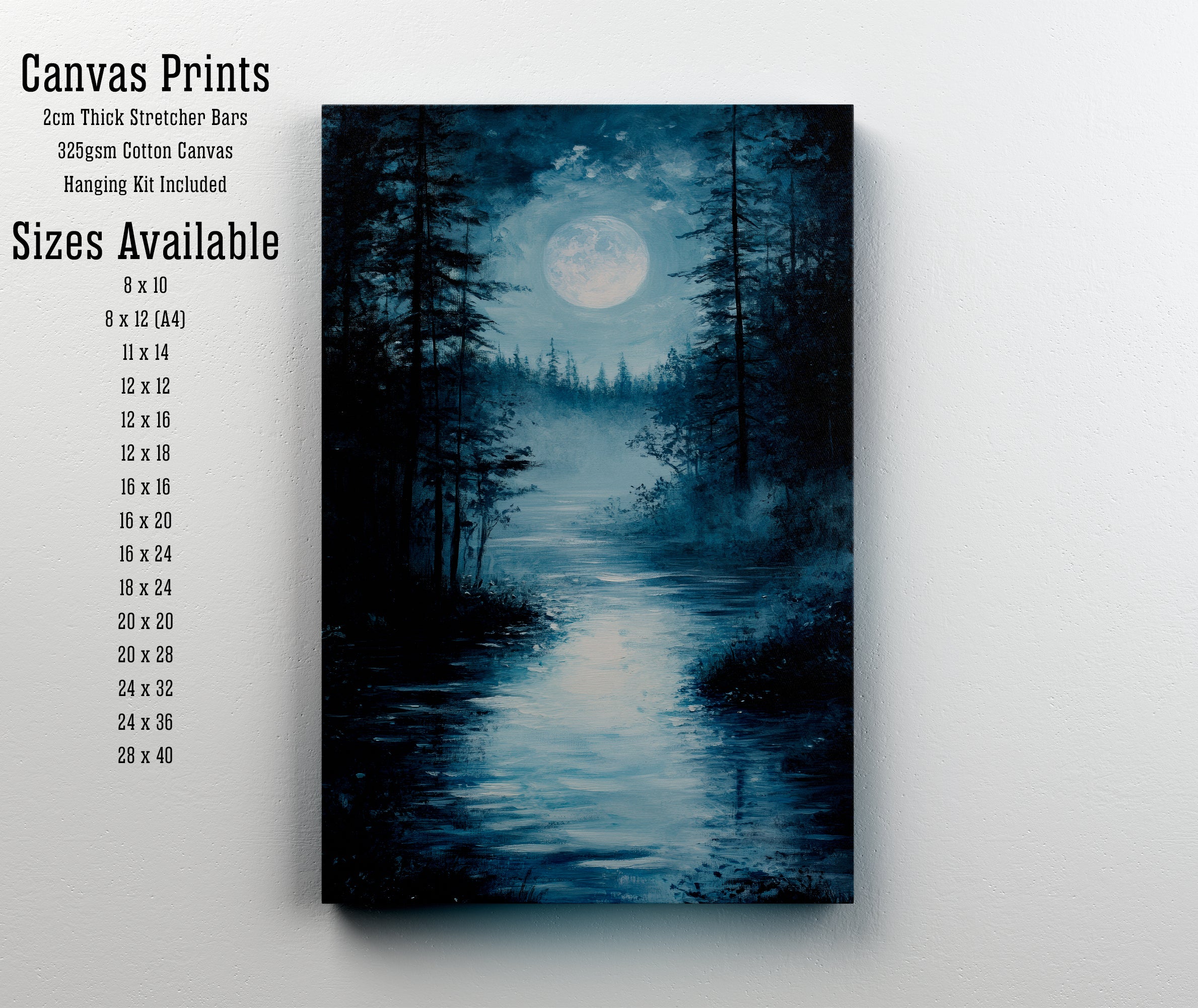 Moonlit Forest River Art Print