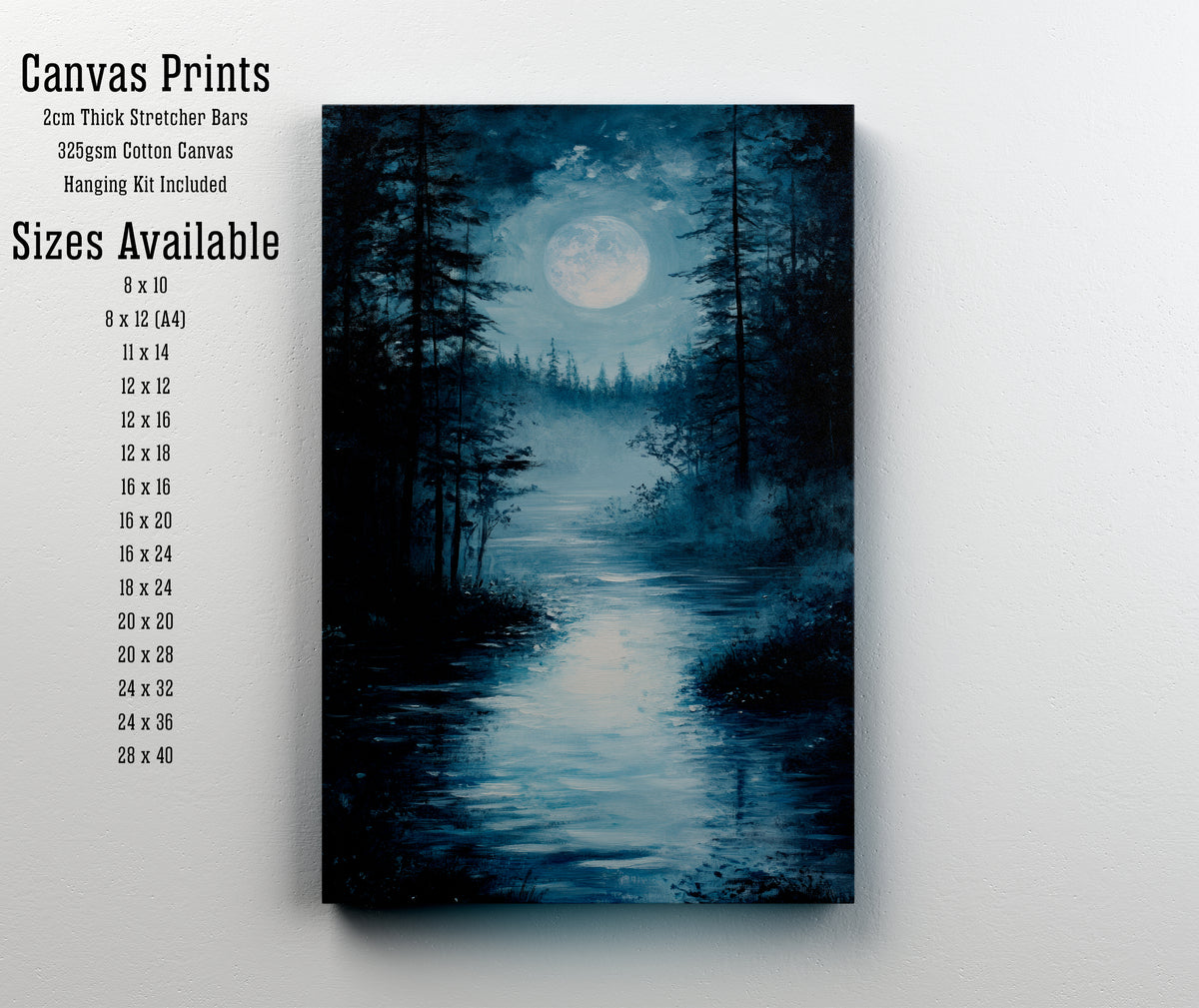 Moonlit Forest River Art Print