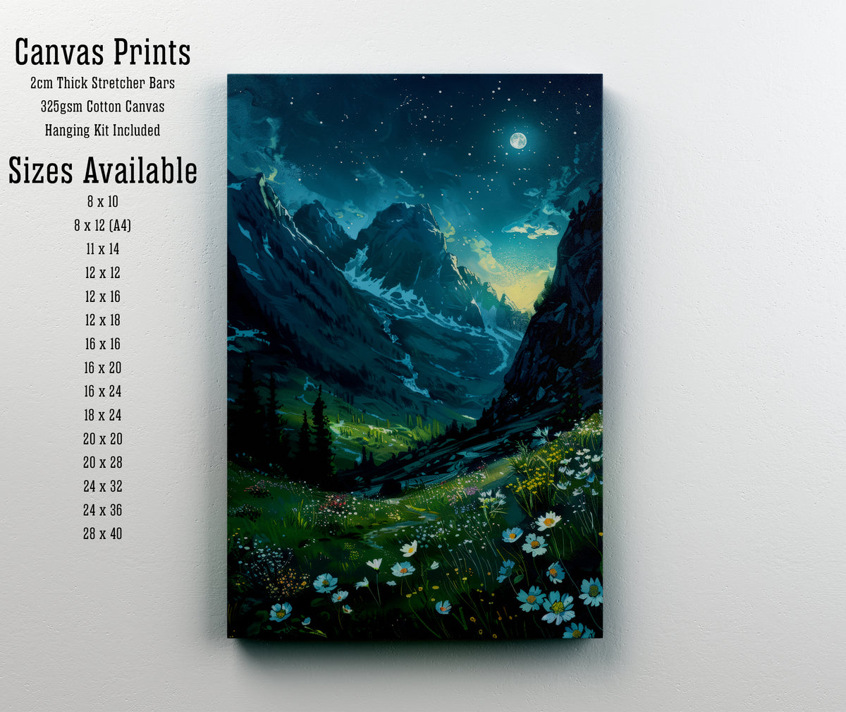 Moonlit Alpine Meadow Art Print