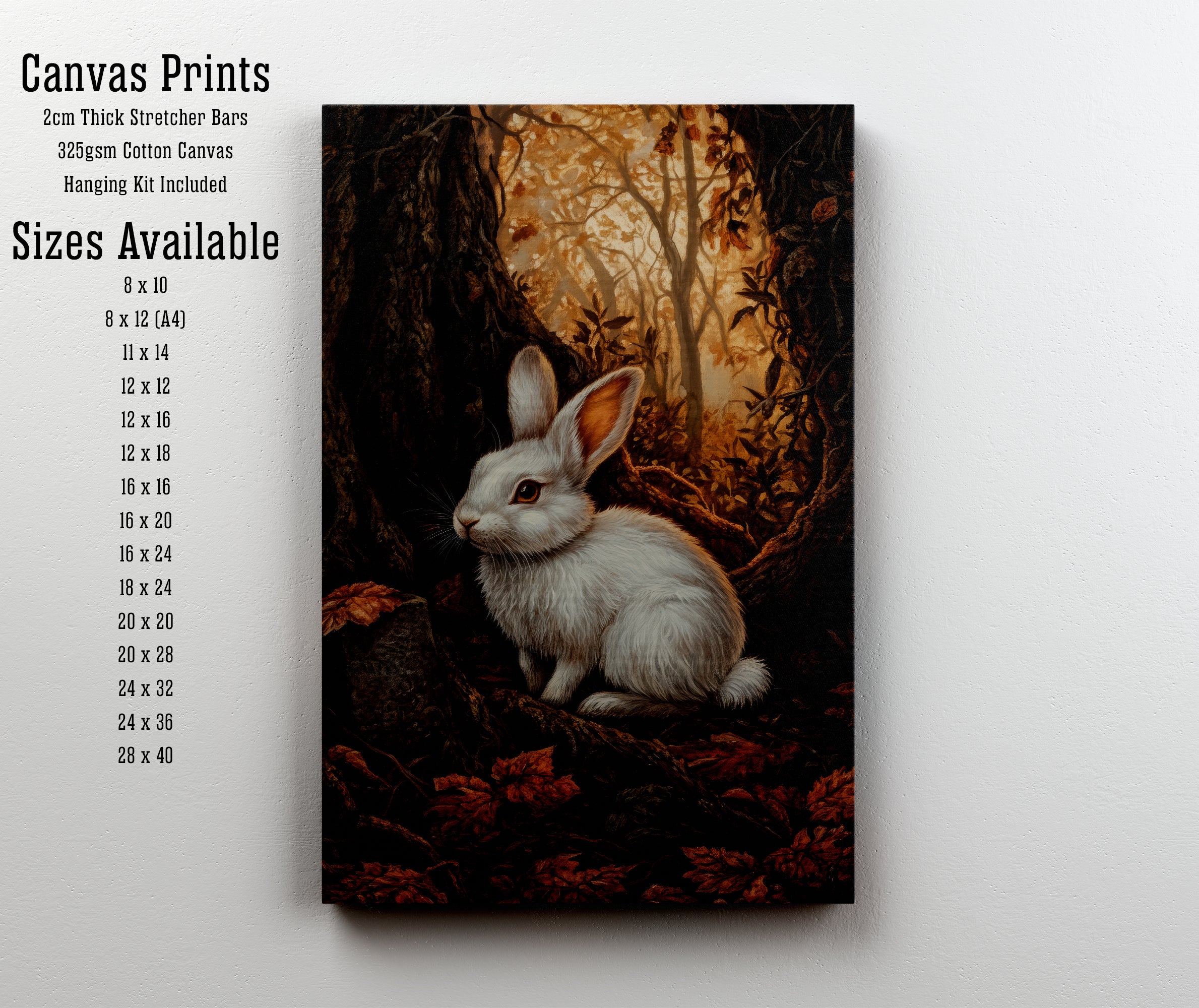 White Rabbit Woodland Art Print