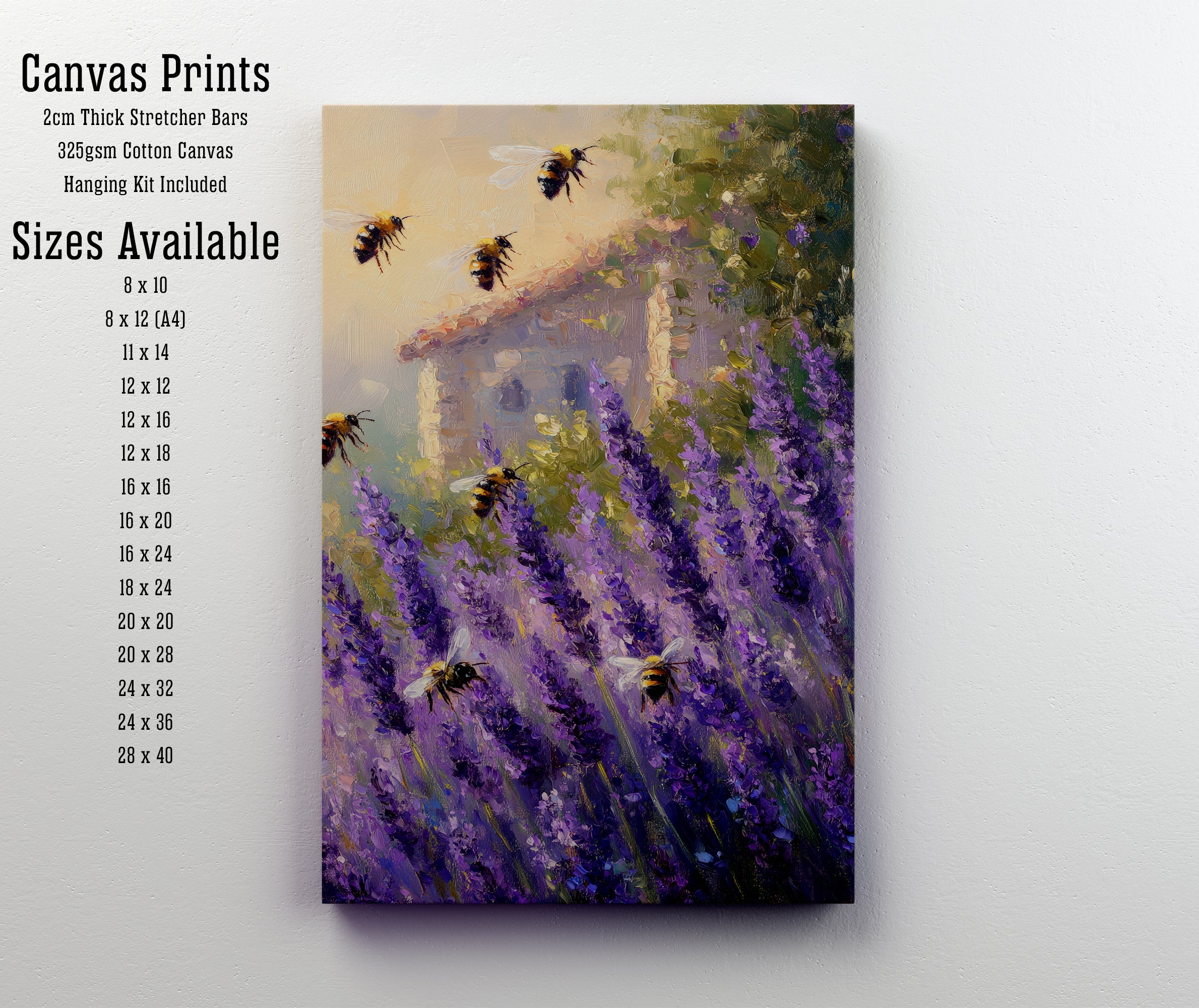 Bumblebee Lavender Meadow Art Print