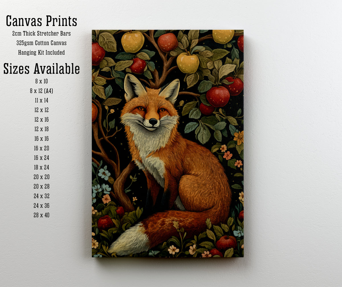 Woodland Fox Apple Tree Art Print