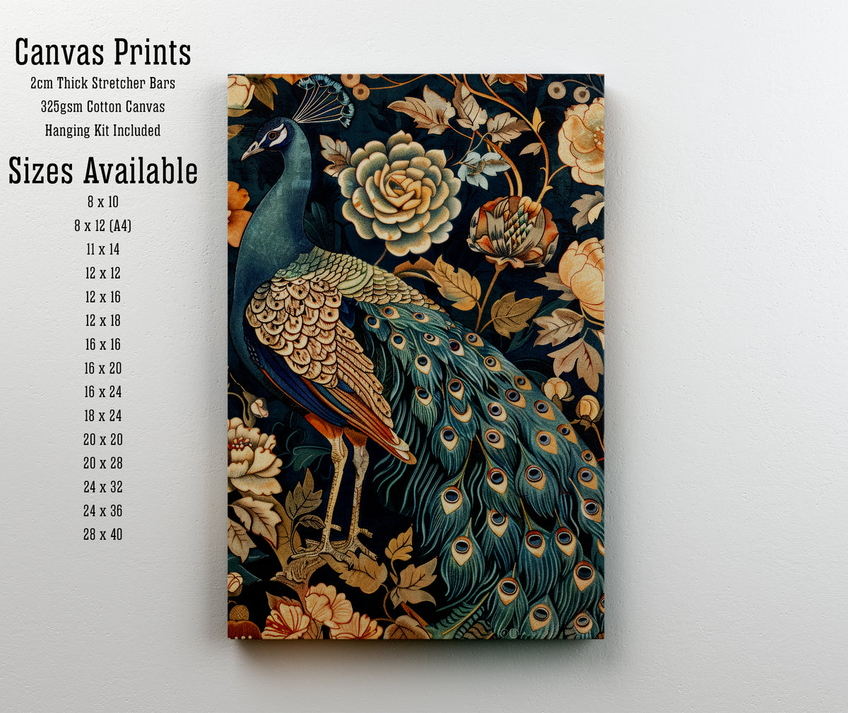 Peacock Floral Art Print