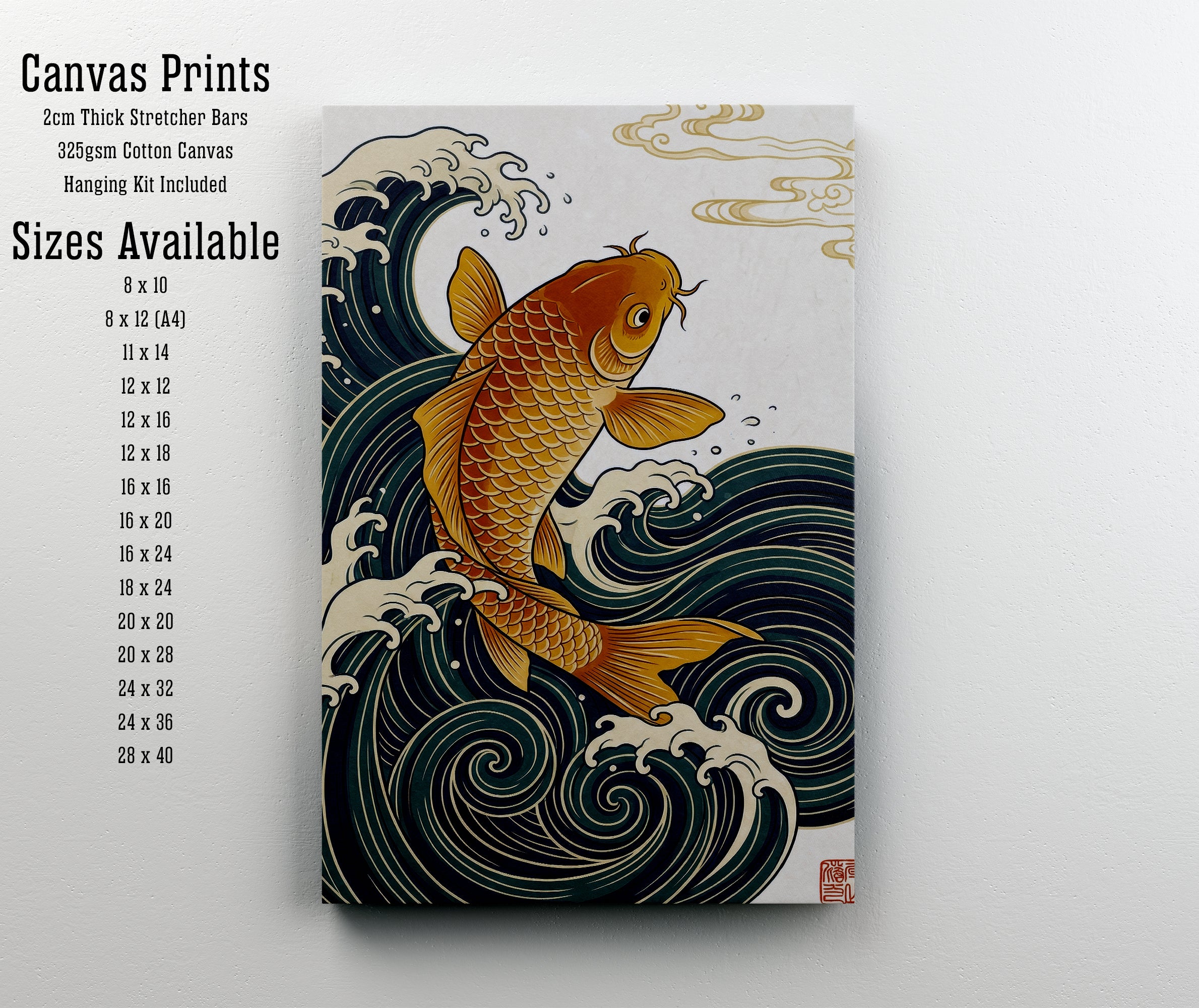 Japanese Koi Fish Wave Art Print