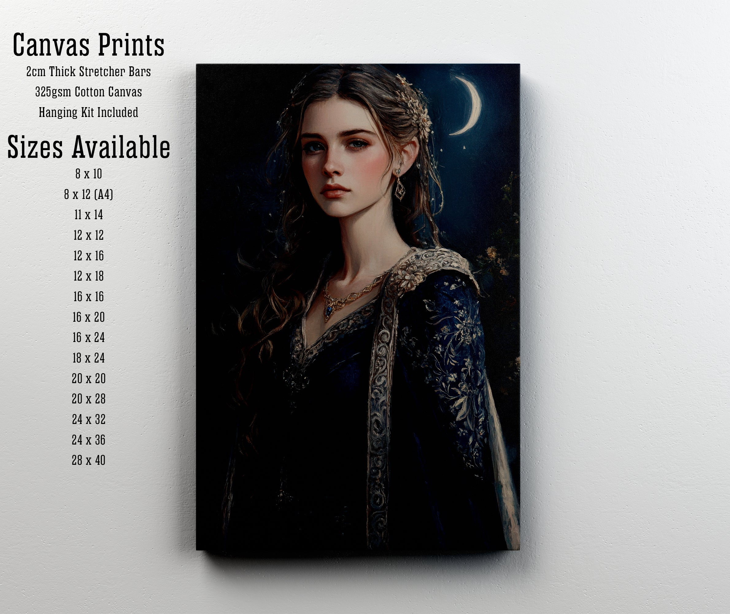Medieval Moonlit Woman Art Print