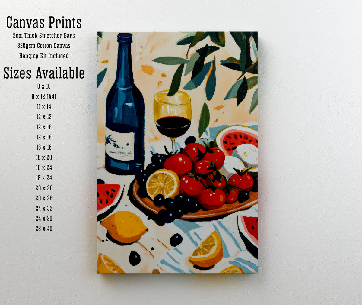 Painterly Fruit and Wine Still Life Art Print