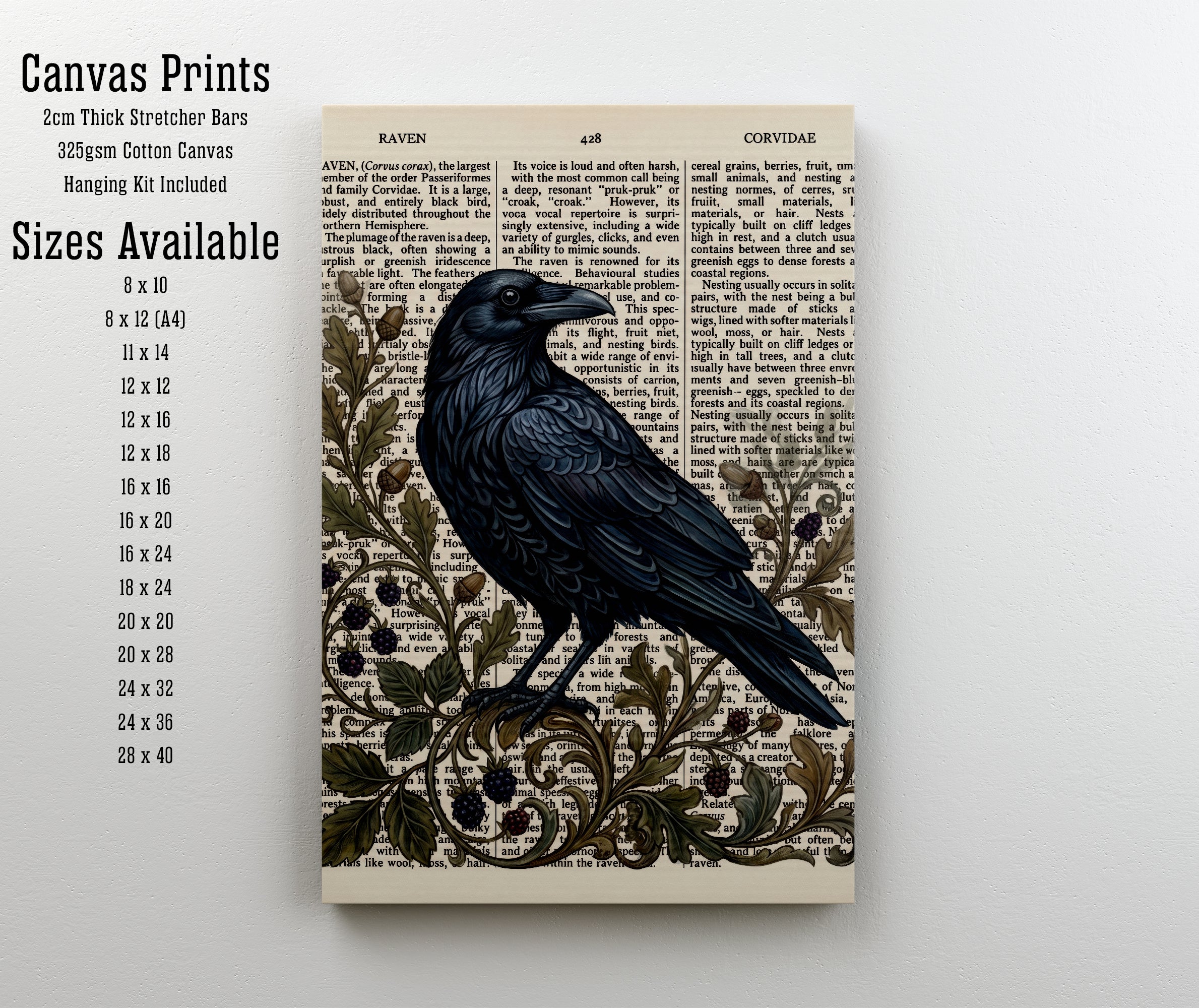 Vintage Raven Botanical Art Print