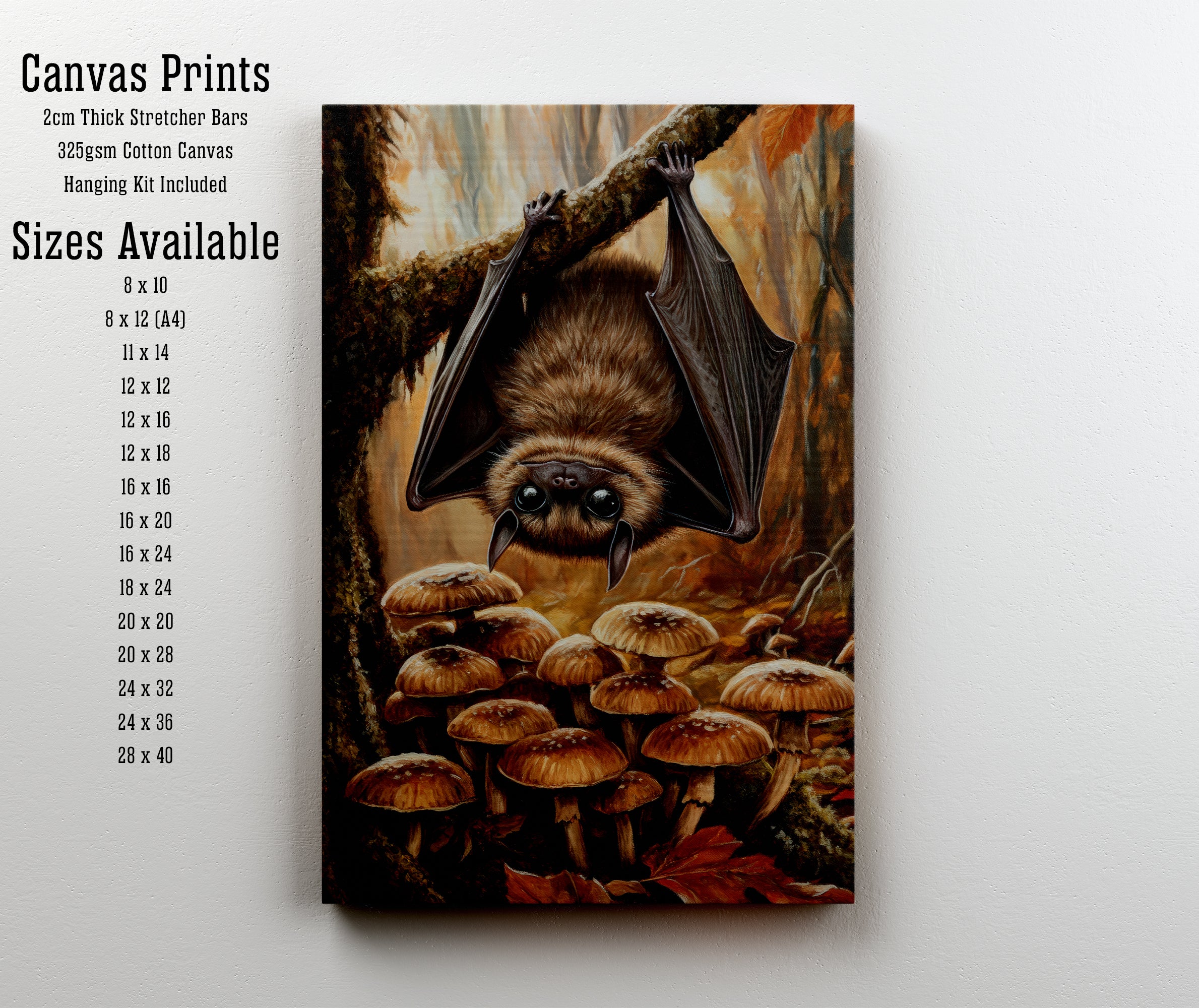 Whimsical Bat Mushroom Art Print