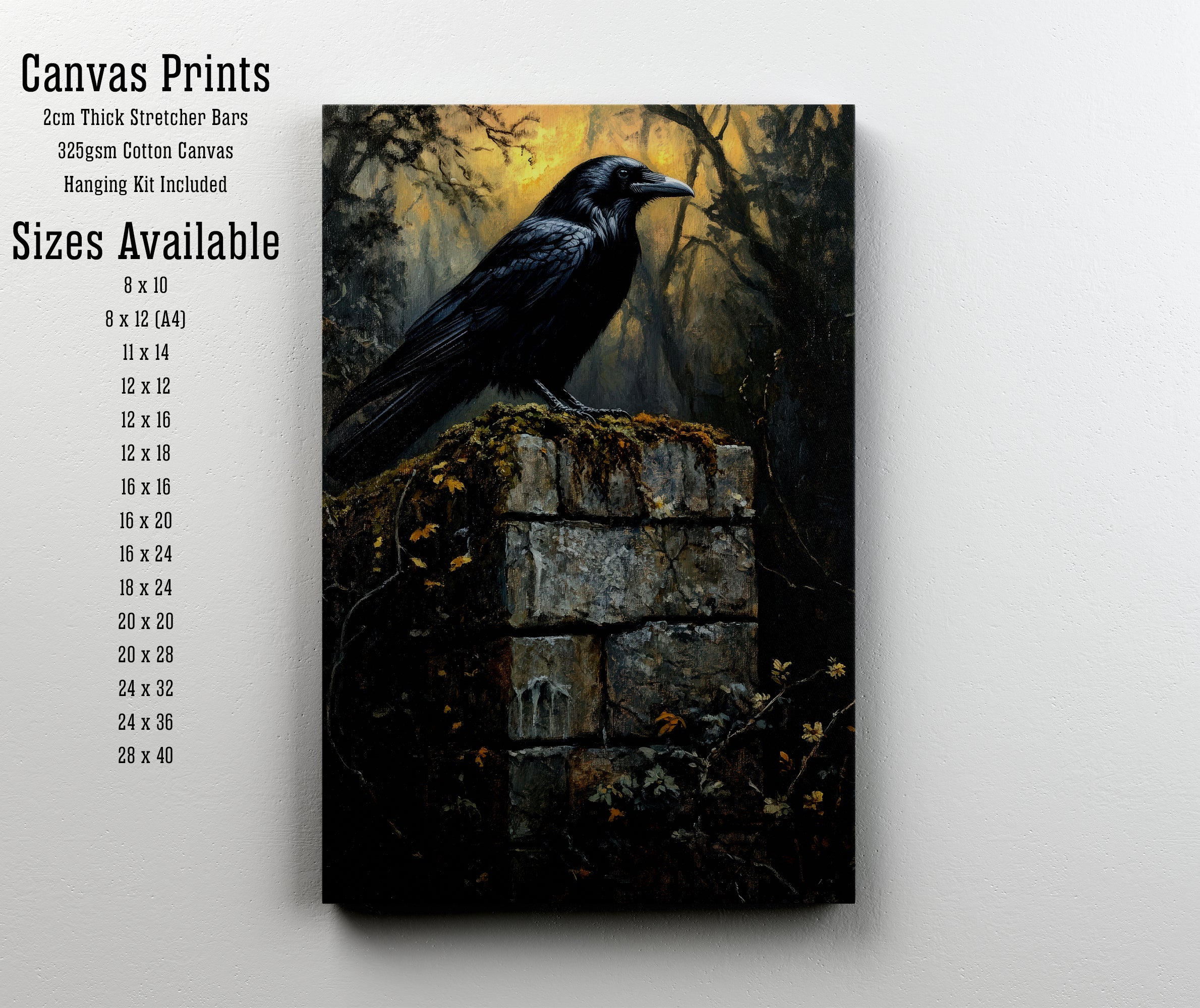 Raven Gothic Woodland Art Print
