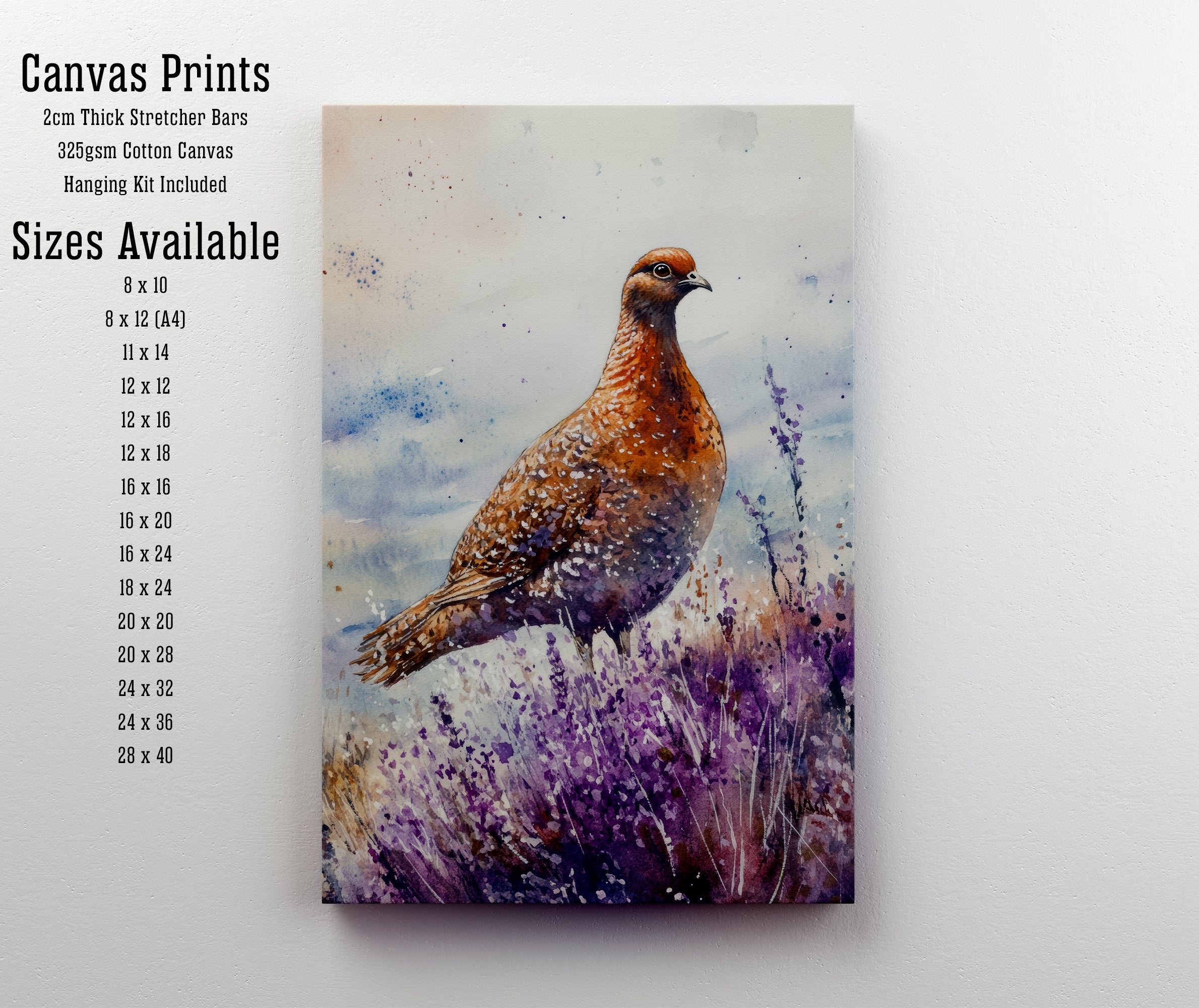 Grouse Heather Watercolour Art Print