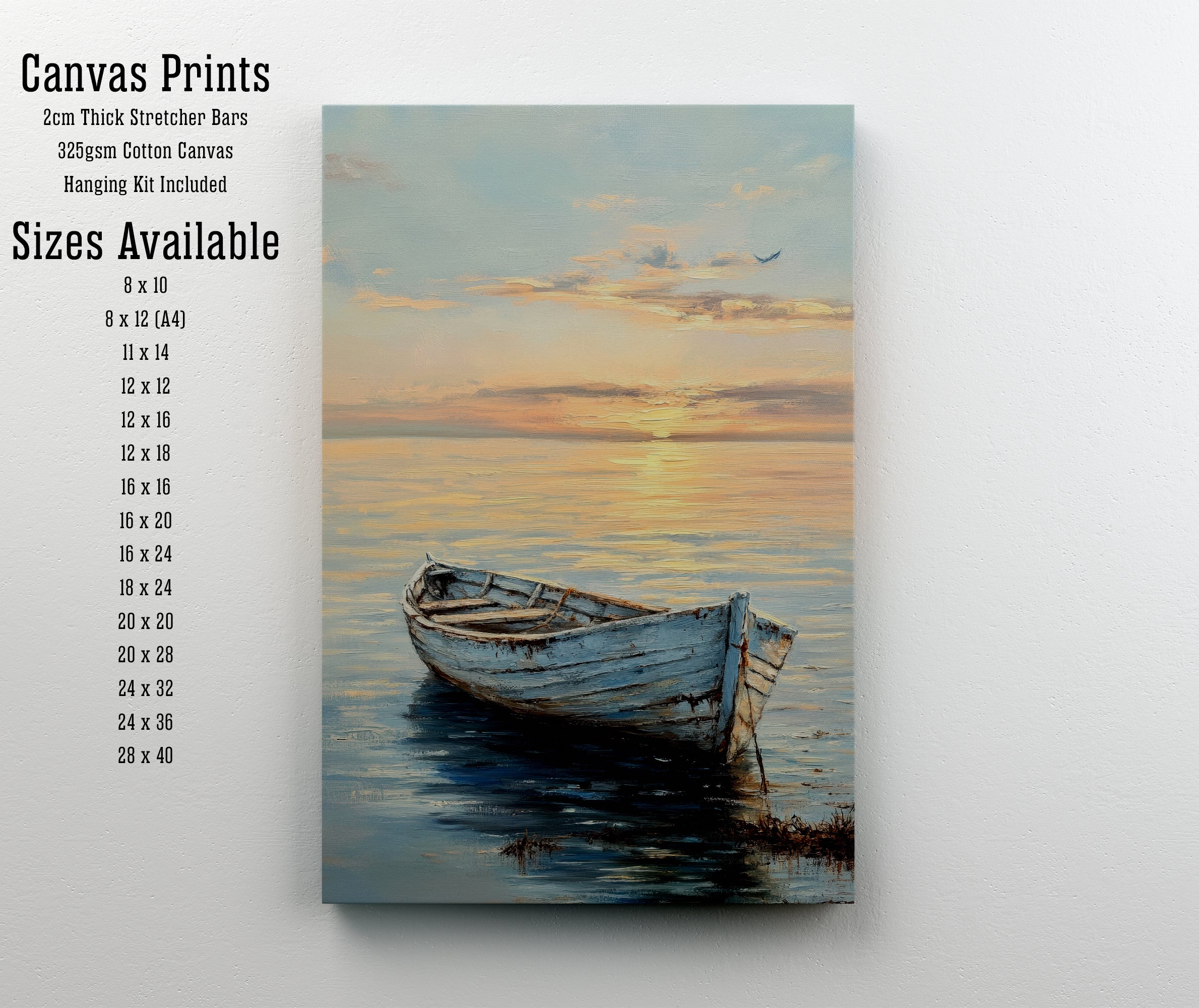 Vintage Rowboat Seascape Art Print