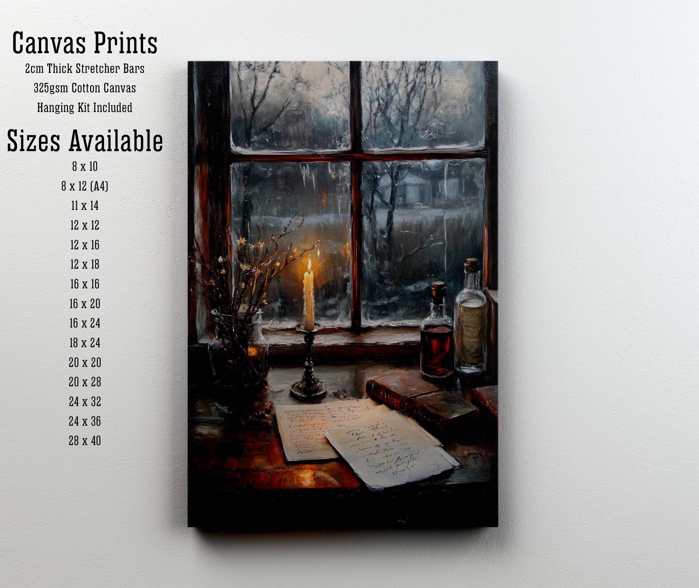 Dark Academia Candlelit Desk Art Print