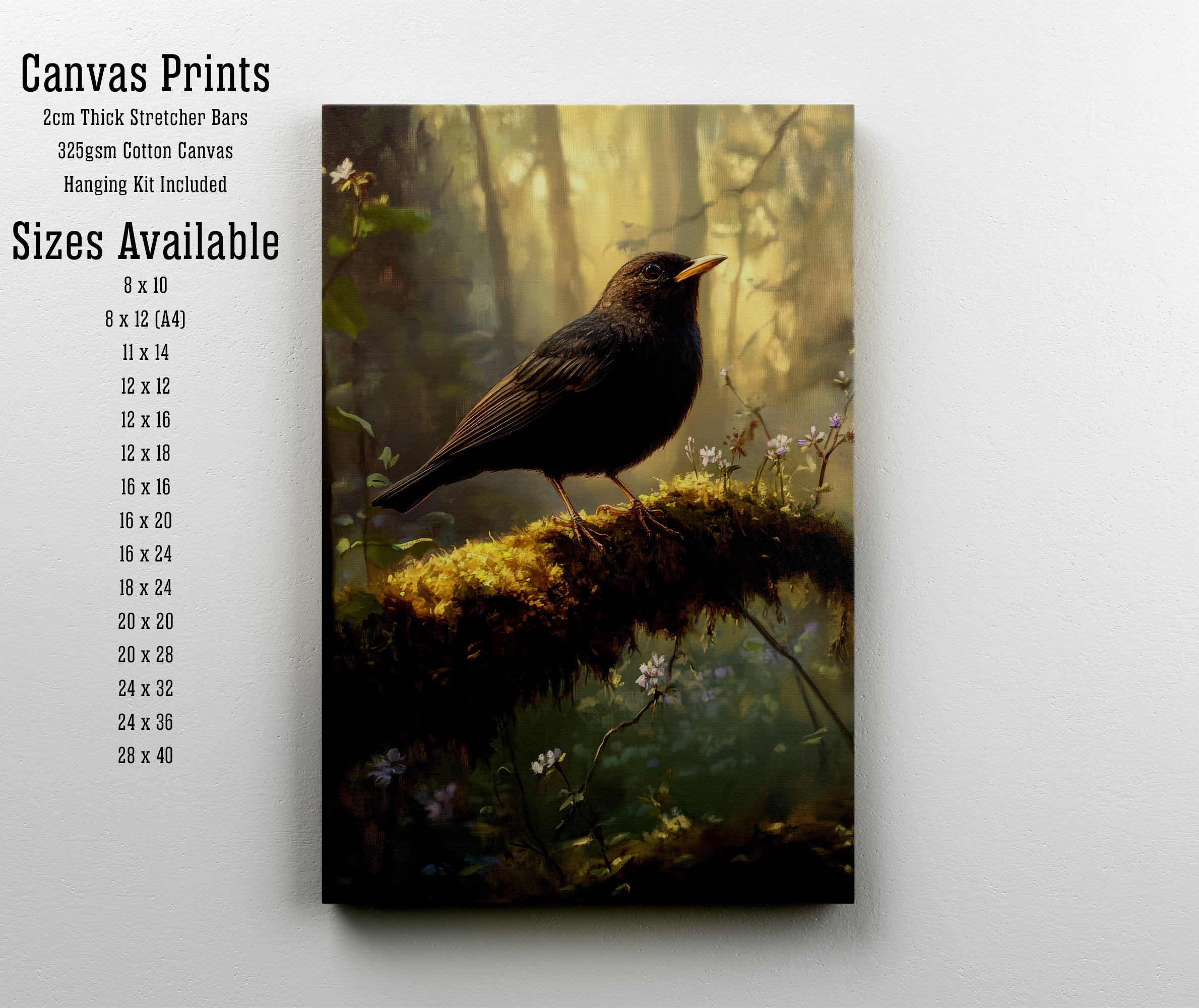 Blackbird Woodland Art Print