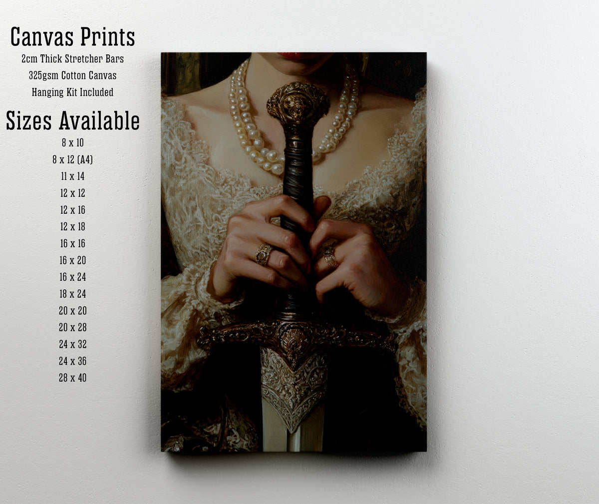 Gothic Woman with Ornate Sword Art Print