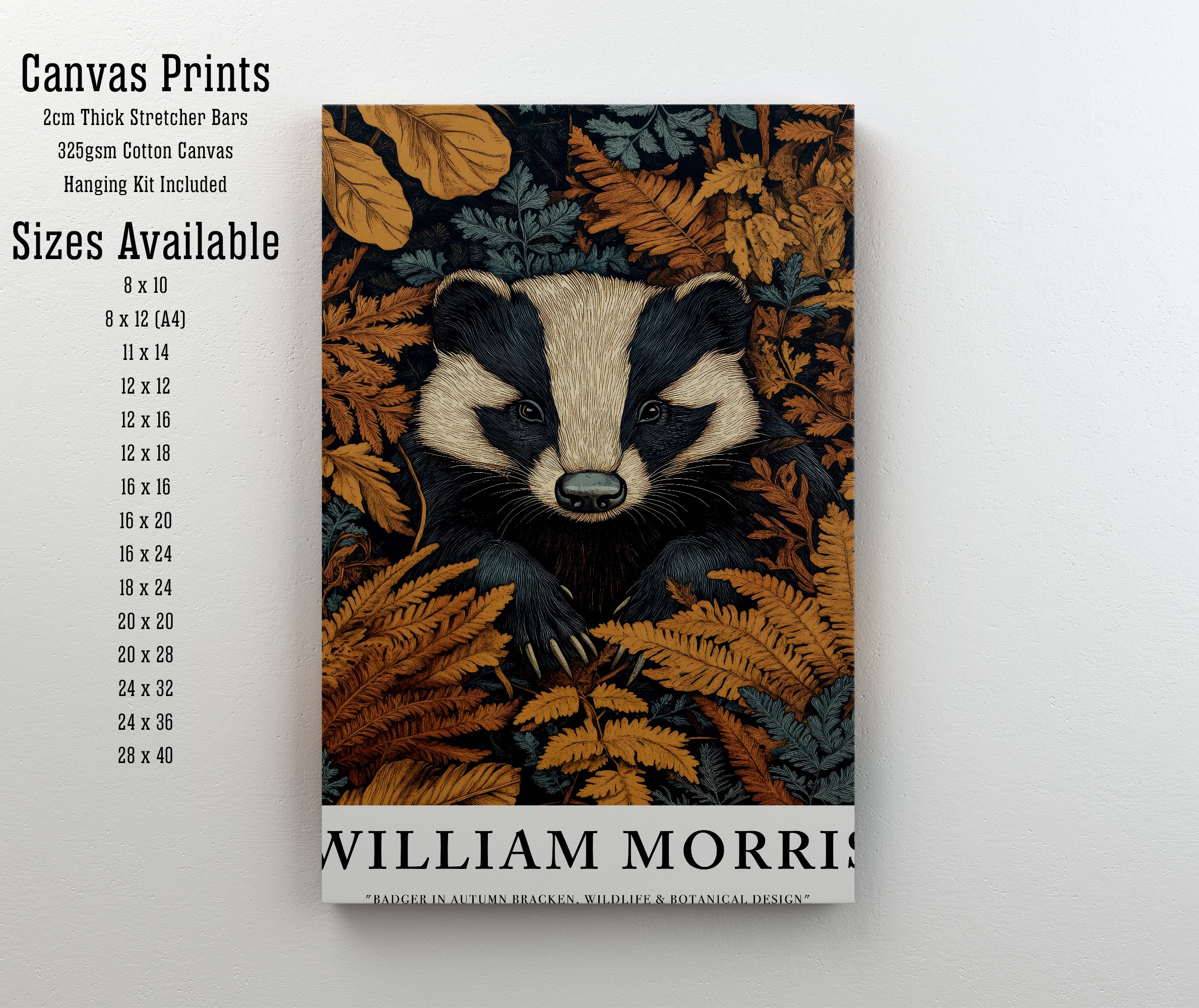 William Morris Inspired Badger Art Print