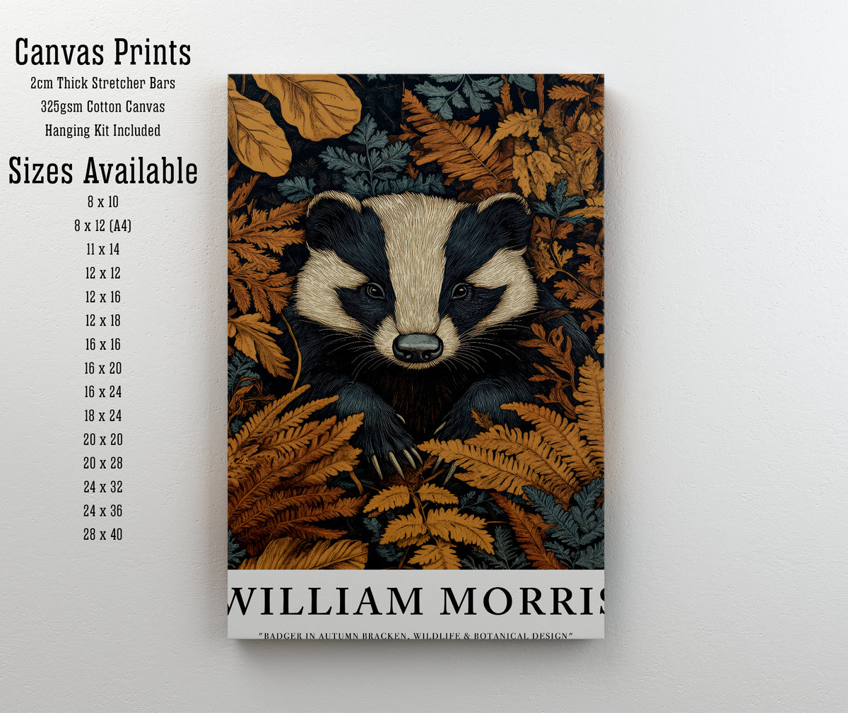 William Morris Inspired Badger Art Print