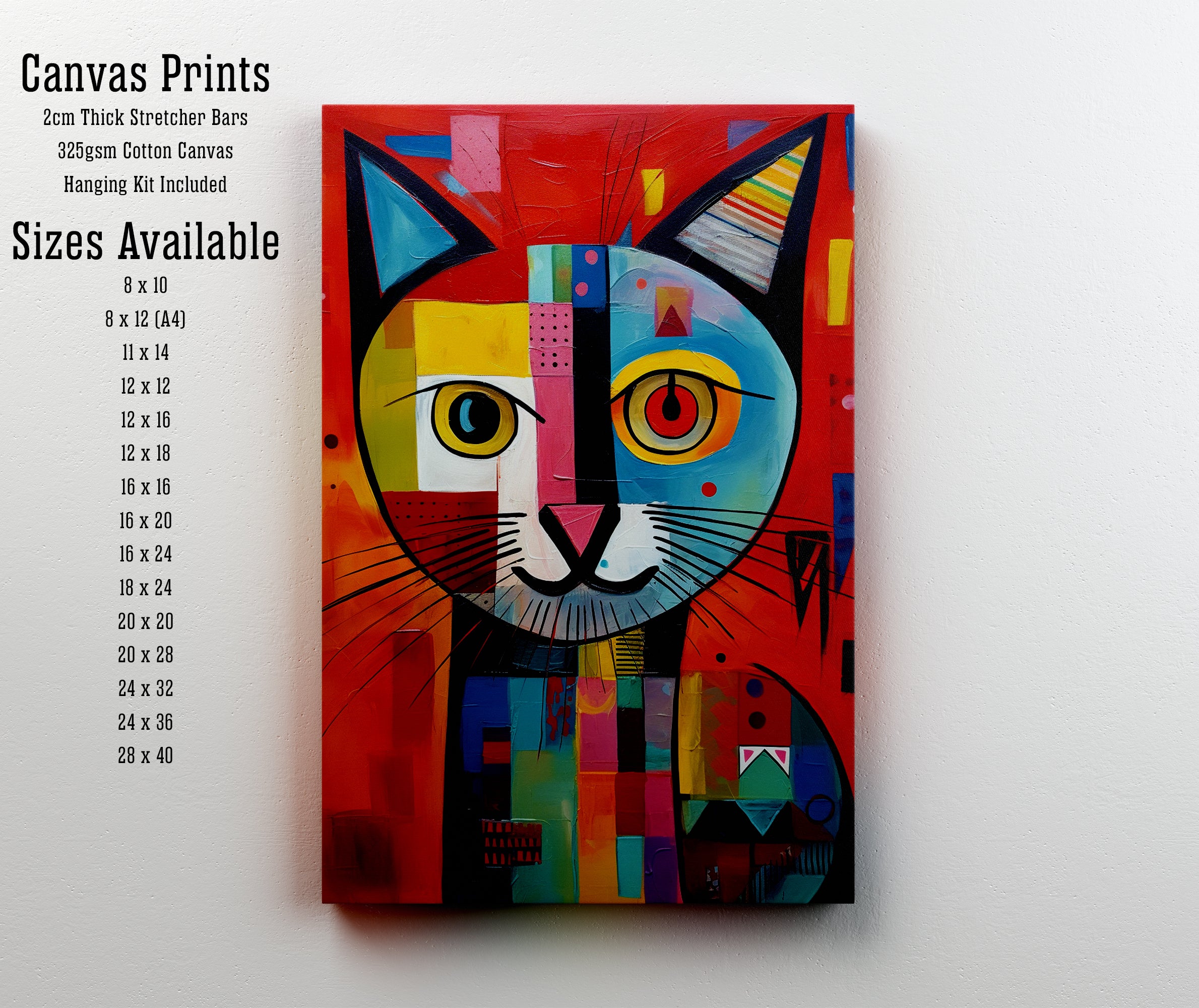 Colorful Cubist Cat Art Print