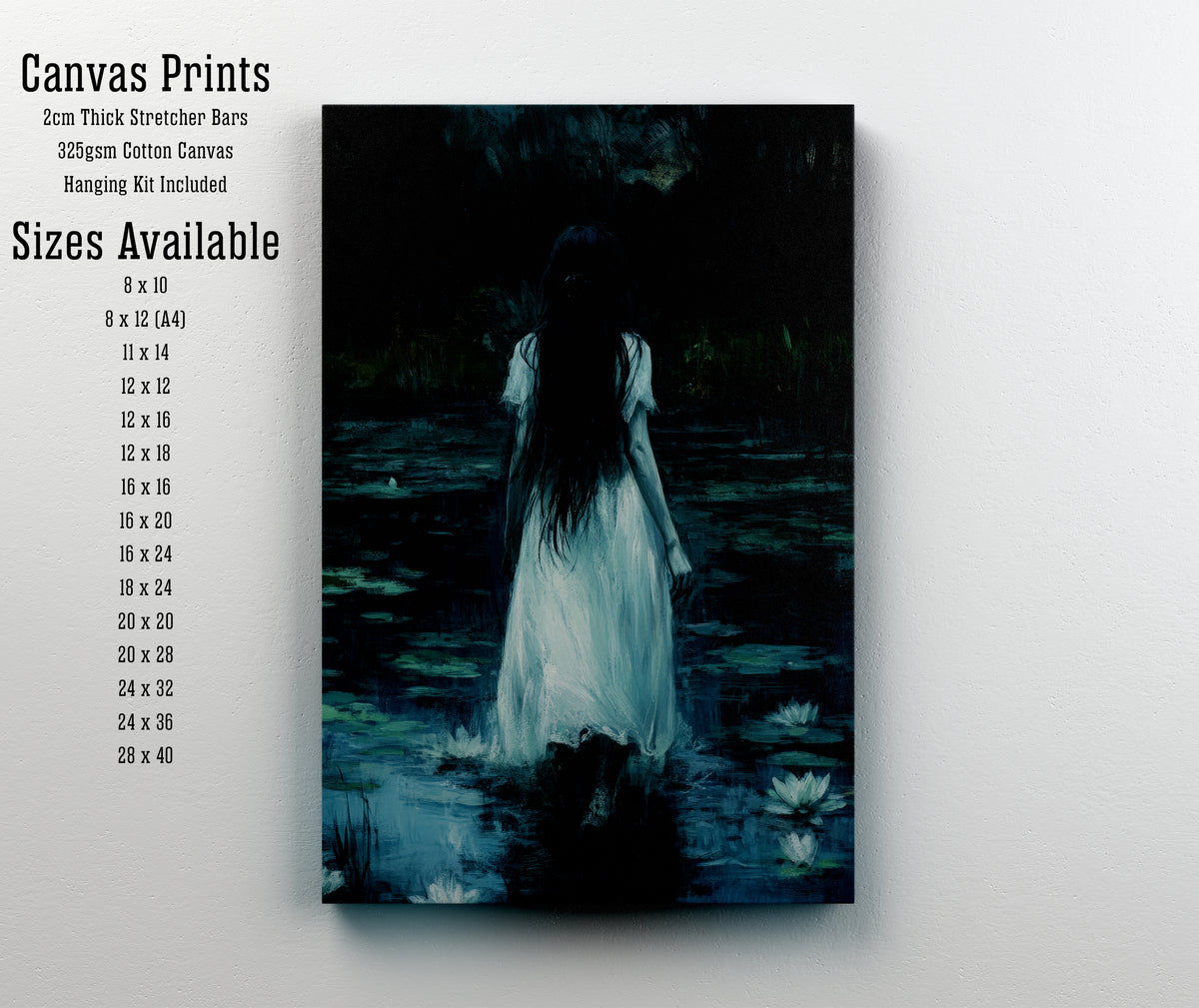 Gothic Girl Lily Pond Art Print