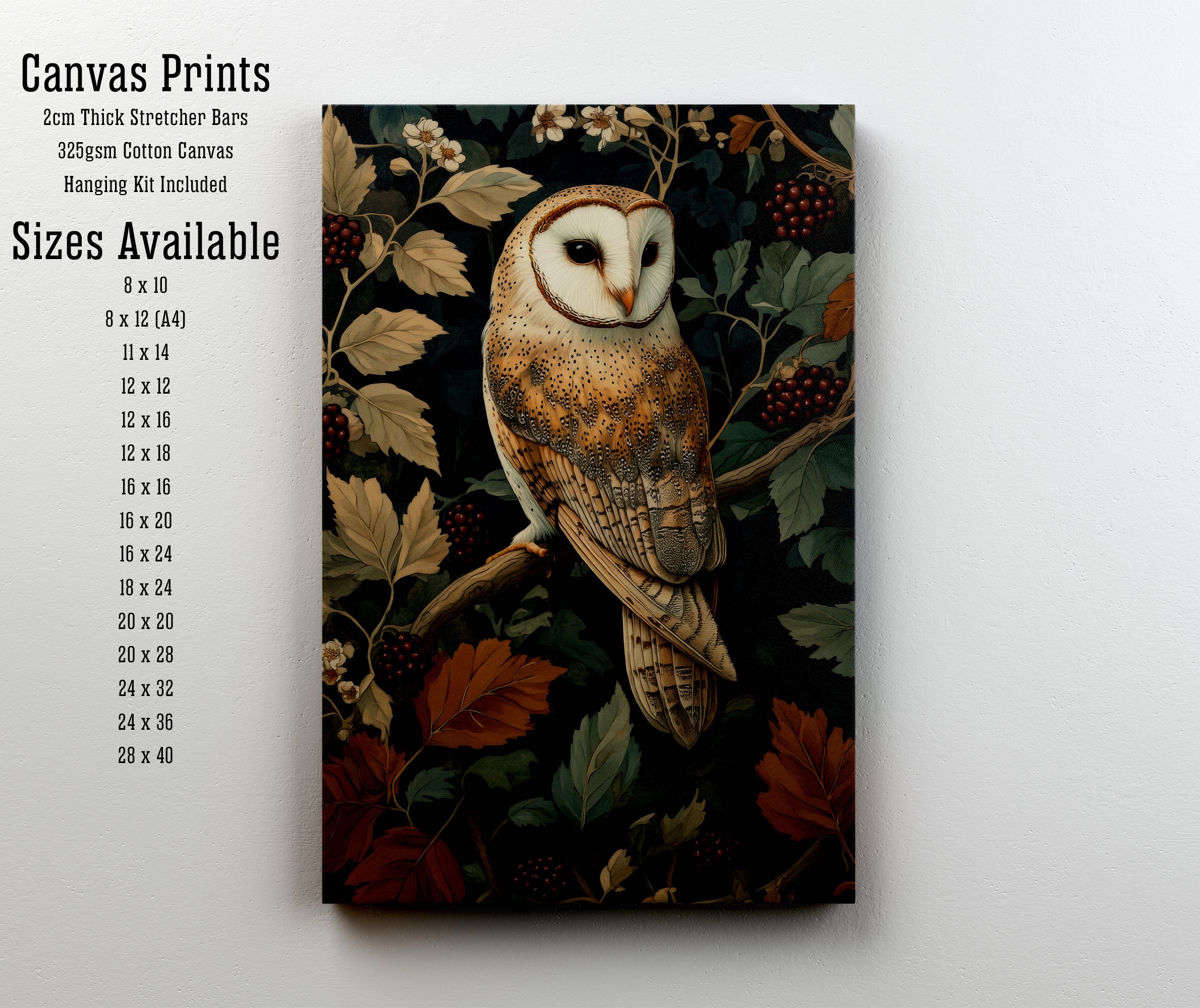 Barn Owl Botanical Art Print