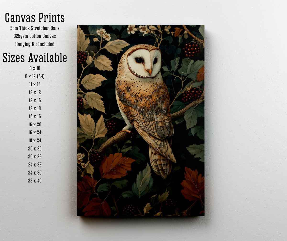 Barn Owl Botanical Art Print